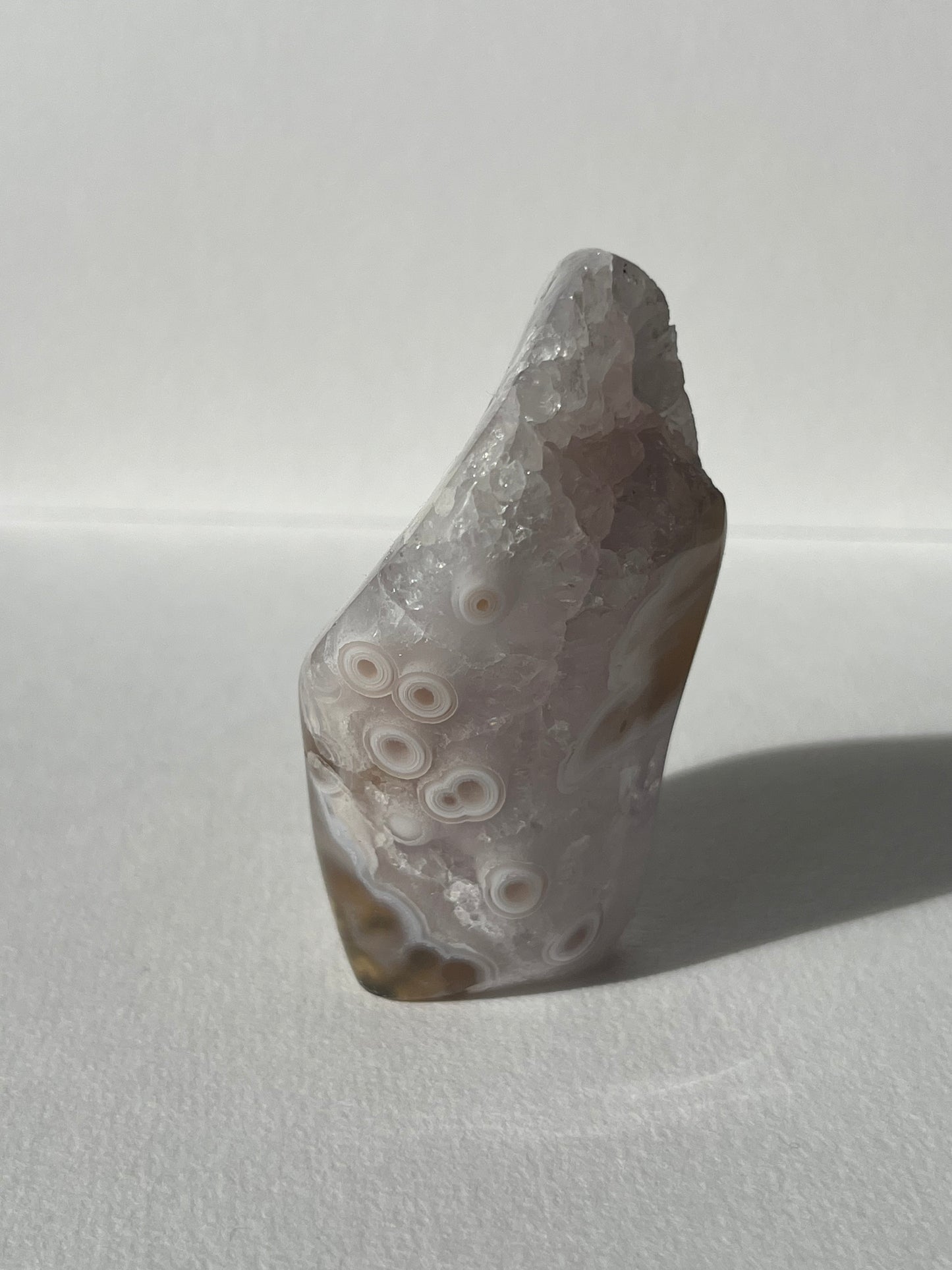 Orbicular Nebula Agate with Amethyst Standing Freeform D