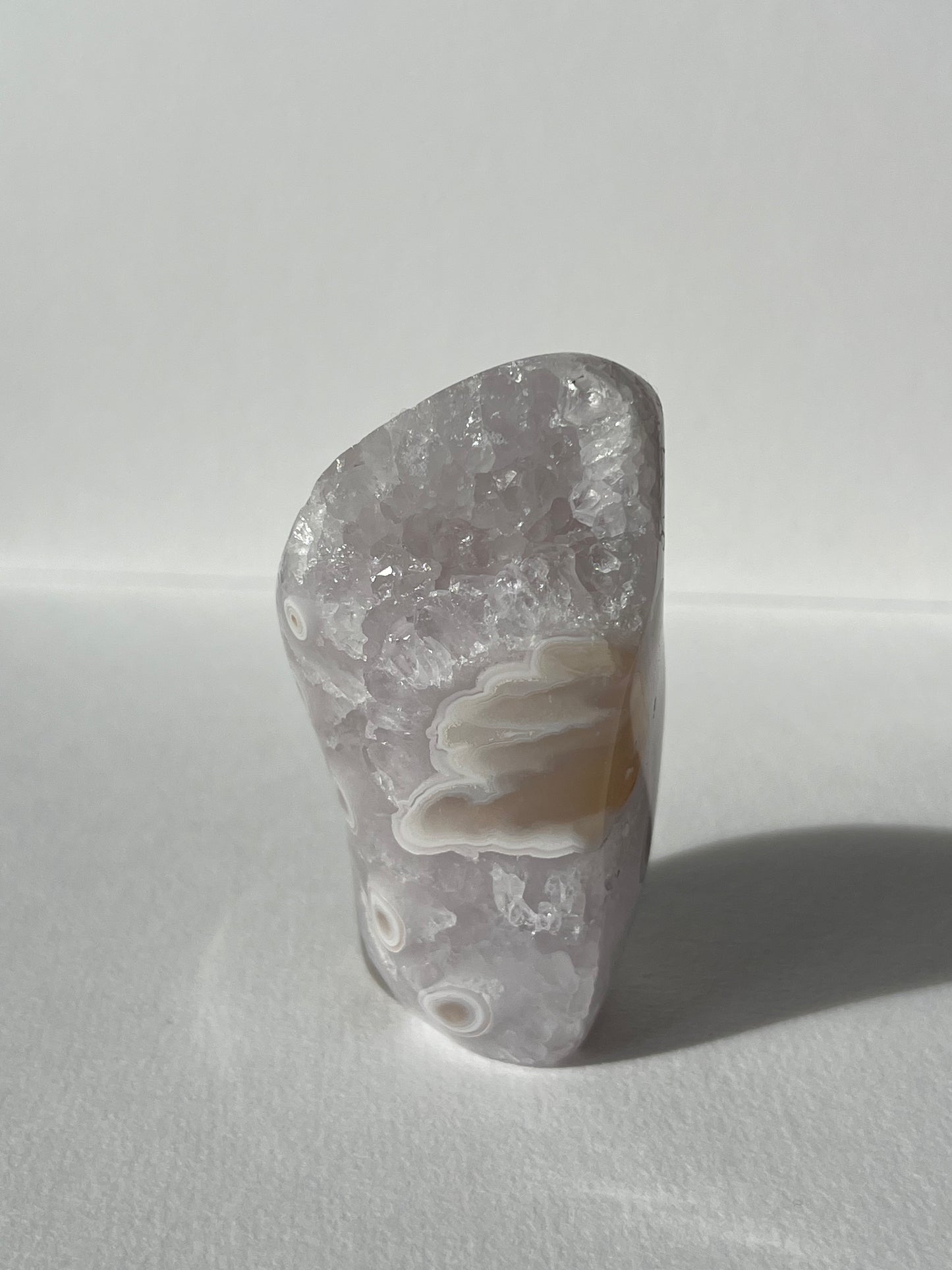 Orbicular Nebula Agate with Amethyst Standing Freeform D