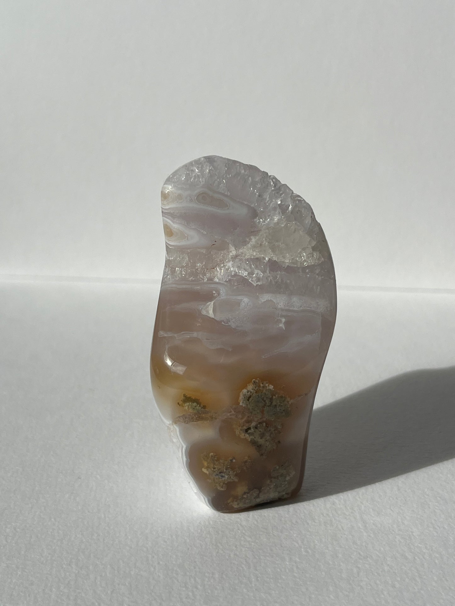 Orbicular Nebula Agate with Amethyst Standing Freeform D