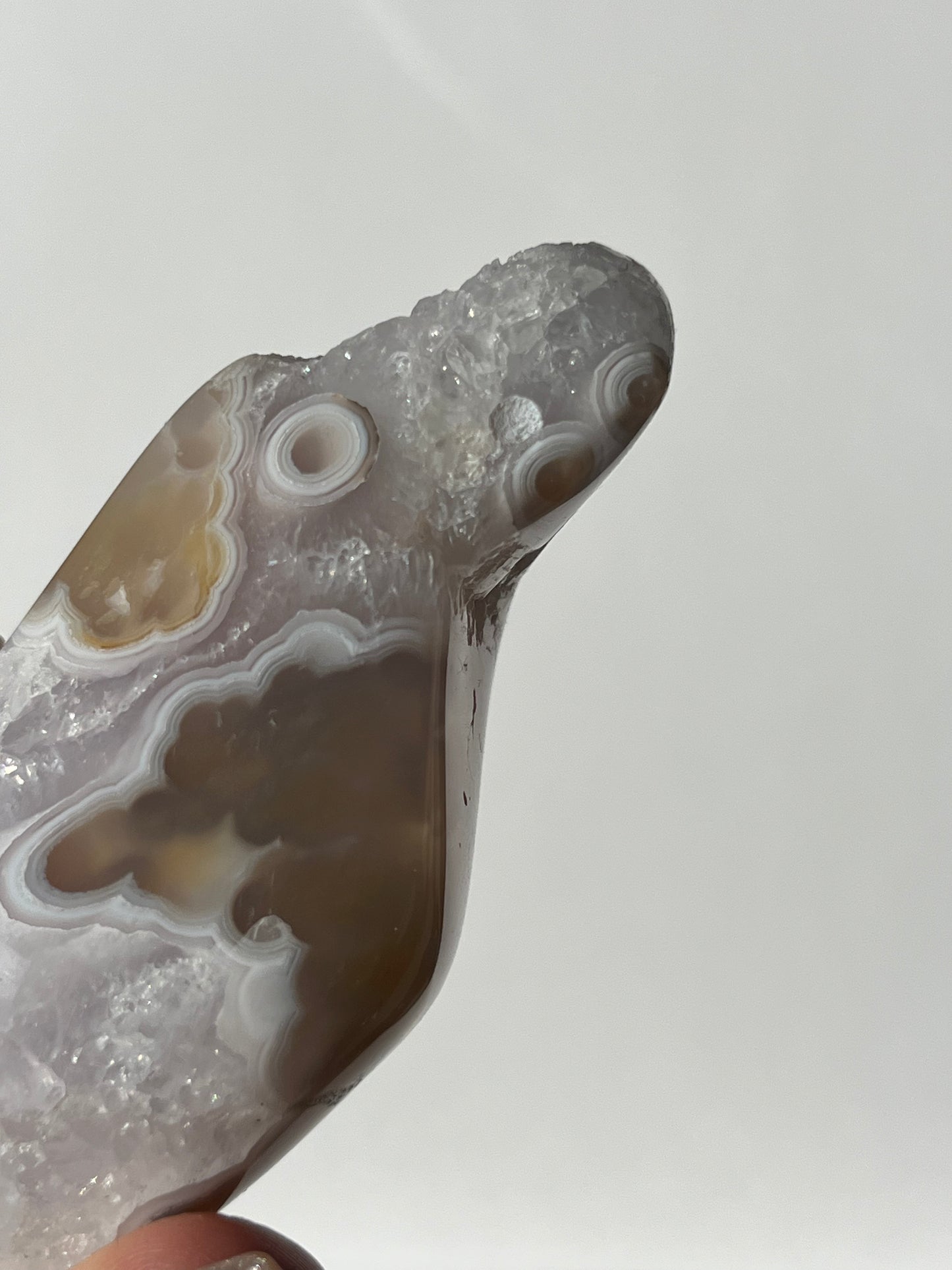 Orbicular Nebula Agate with Amethyst Standing Freeform D