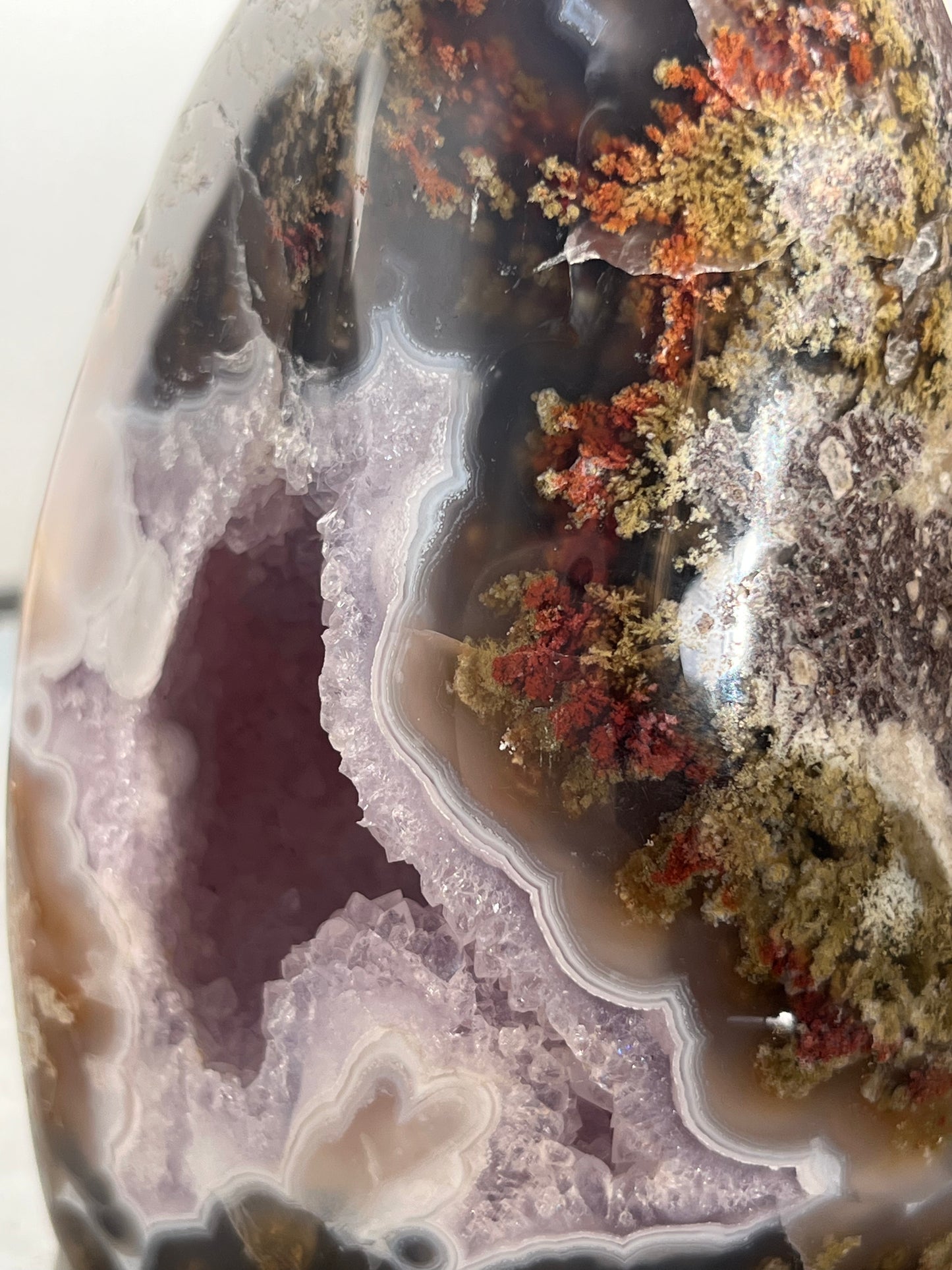 'Epoch Bloom' Nebula Agate and Multicoloured Scenic Moss with Amethyst Freeform C