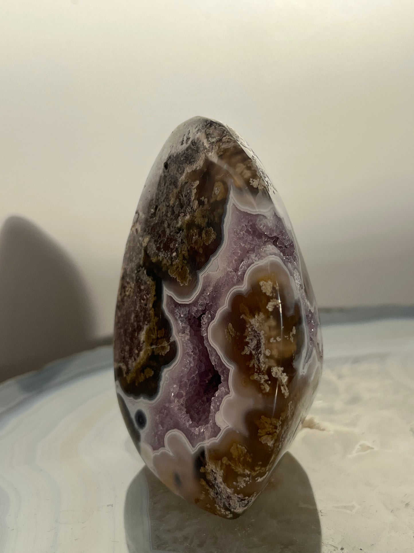 'Oracle Cavern' Nebula Agate with Amethyst Freeform D