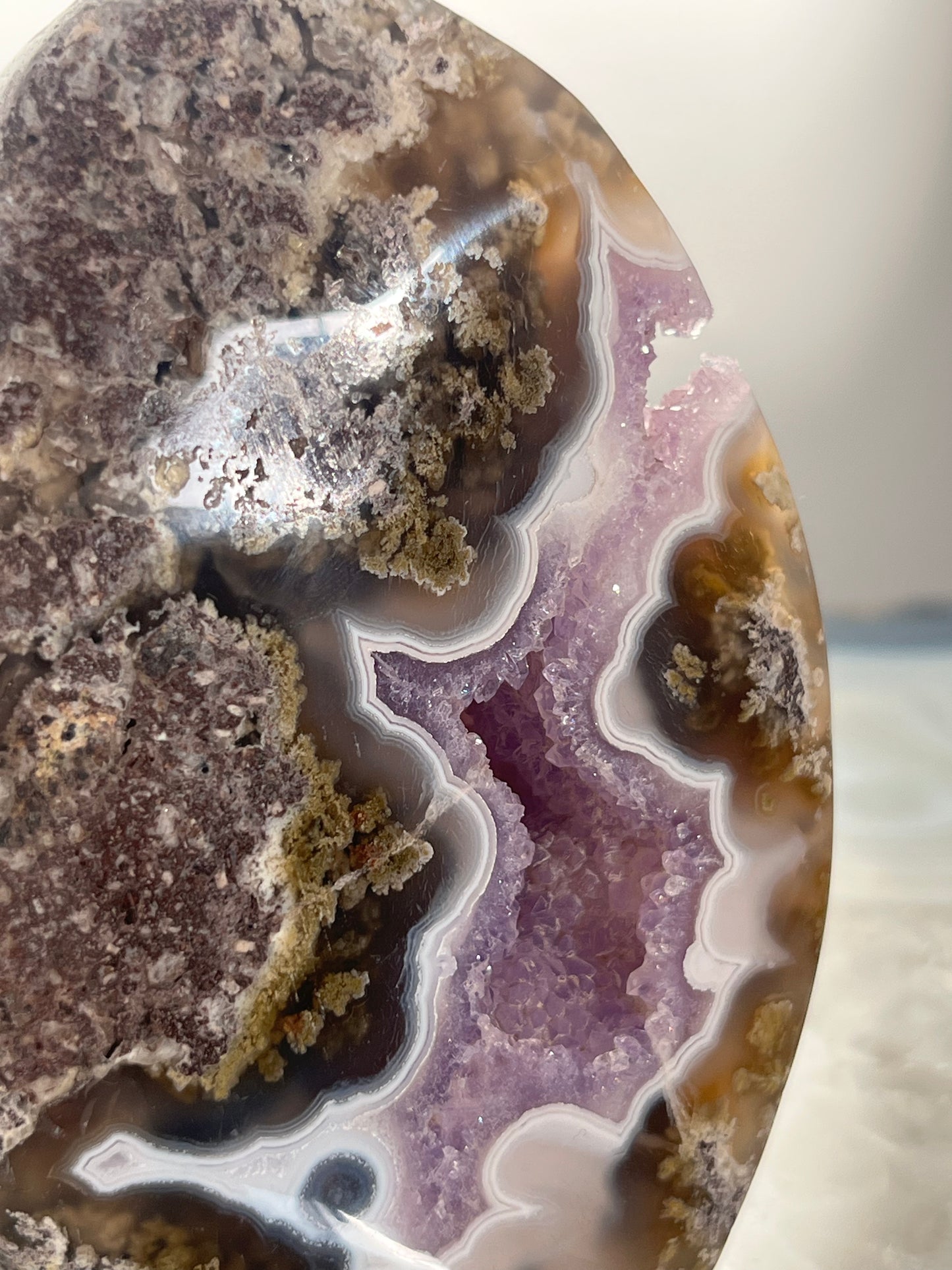 'Oracle Cavern' Nebula Agate with Amethyst Freeform D
