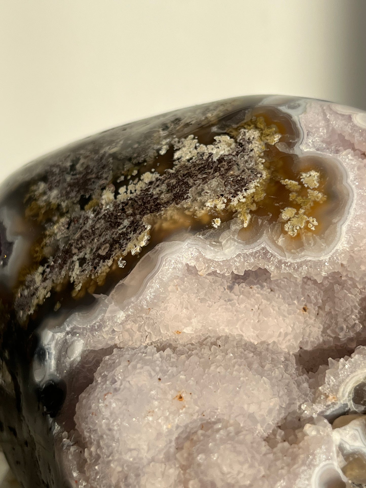 'Celestial Tides' Face Pattern Nebula Agate and Multicoloured Scenic Moss with Amethyst Freeform A