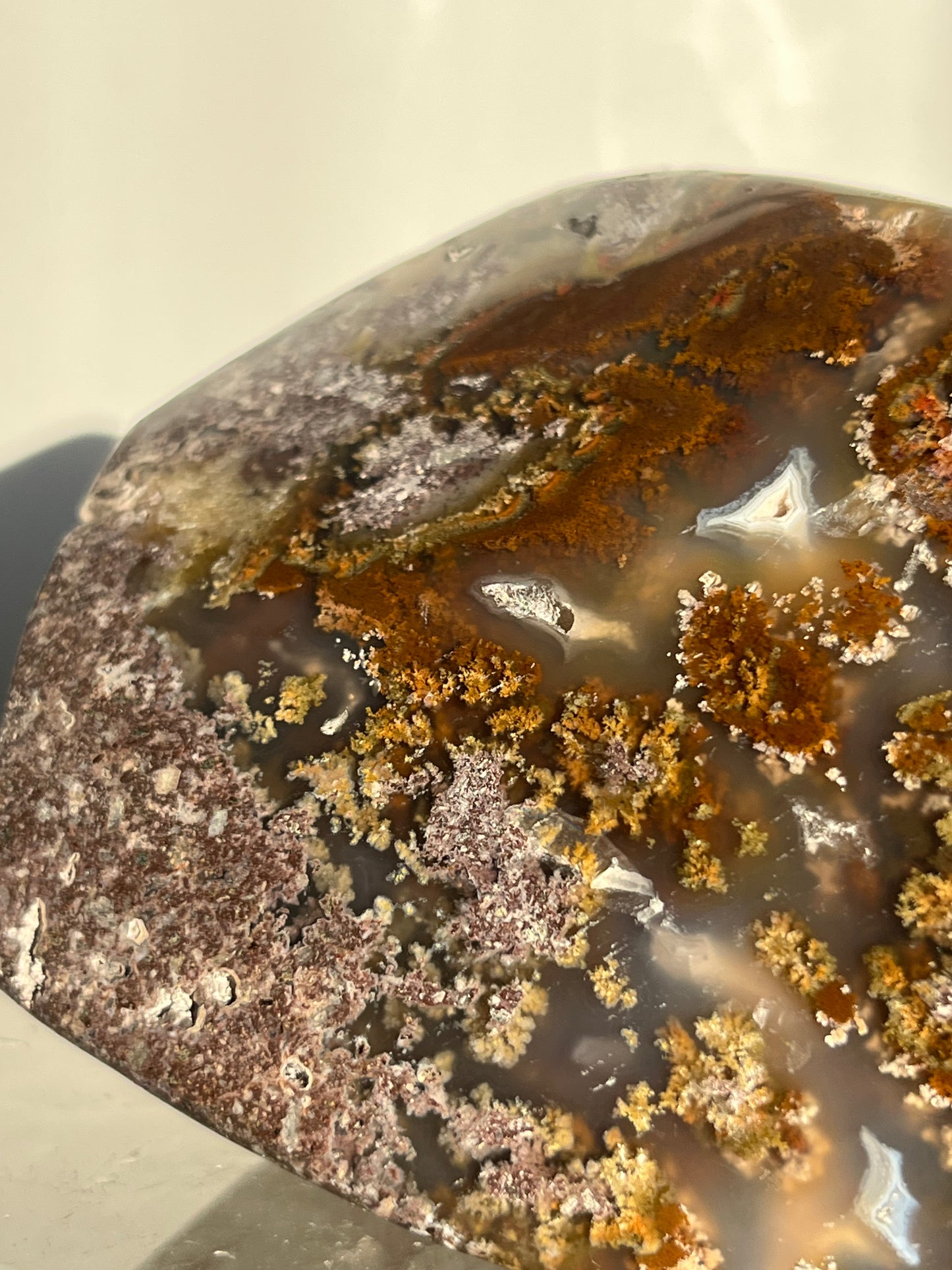 'Nebula Sanctuary' Nebula Agate and Multicoloured Scenic Moss with Amethyst Freeform with Dendritic Inclusions B