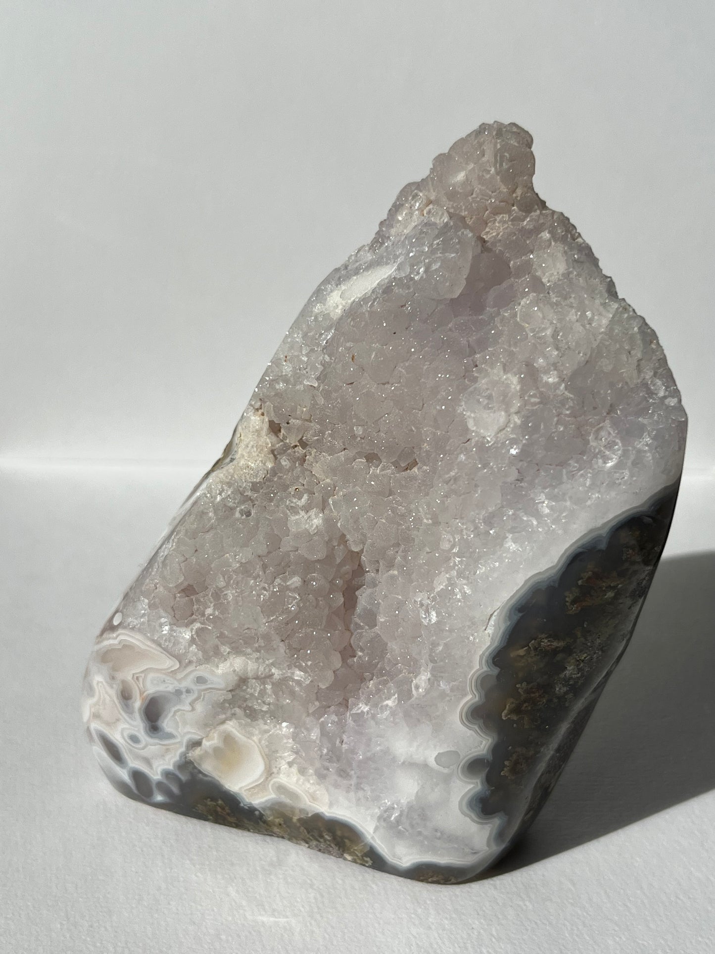 Sugar Druzy Orbicular Nebula Agate Freeform with Dendritic Inclusions A