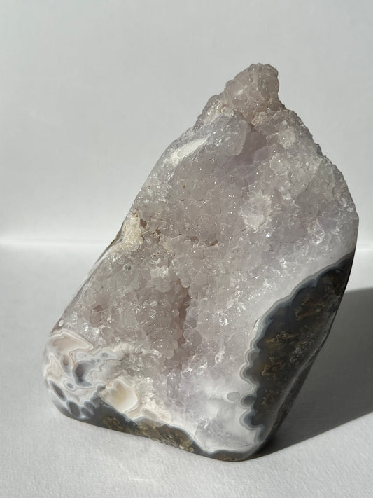 Sugar Druzy Orbicular Nebula Agate Freeform with Dendritic Inclusions A