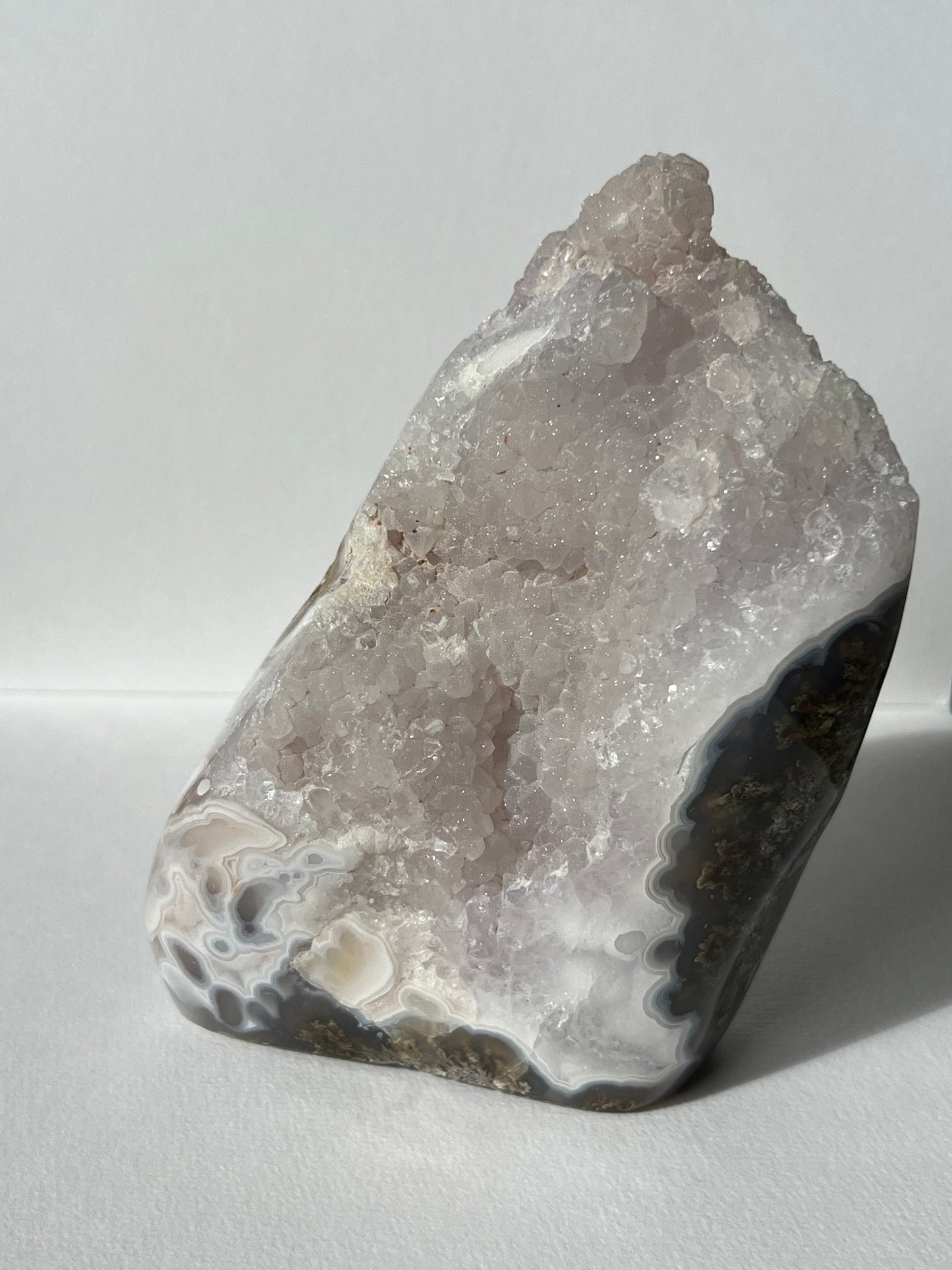 Sugar Druzy Orbicular Nebula Agate Freeform with Dendritic Inclusions A