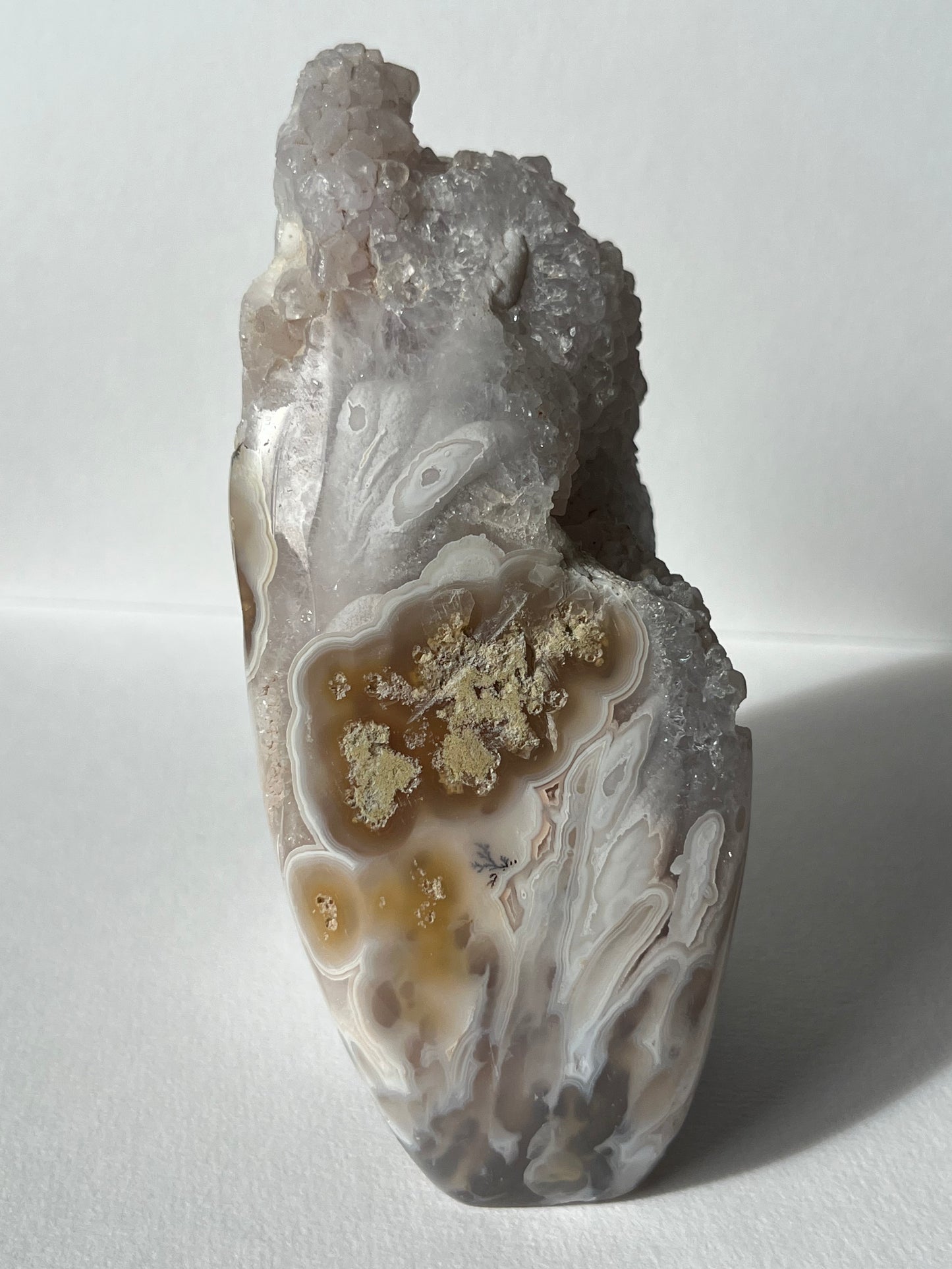 Sugar Druzy Orbicular Nebula Agate Freeform with Dendritic Inclusions A