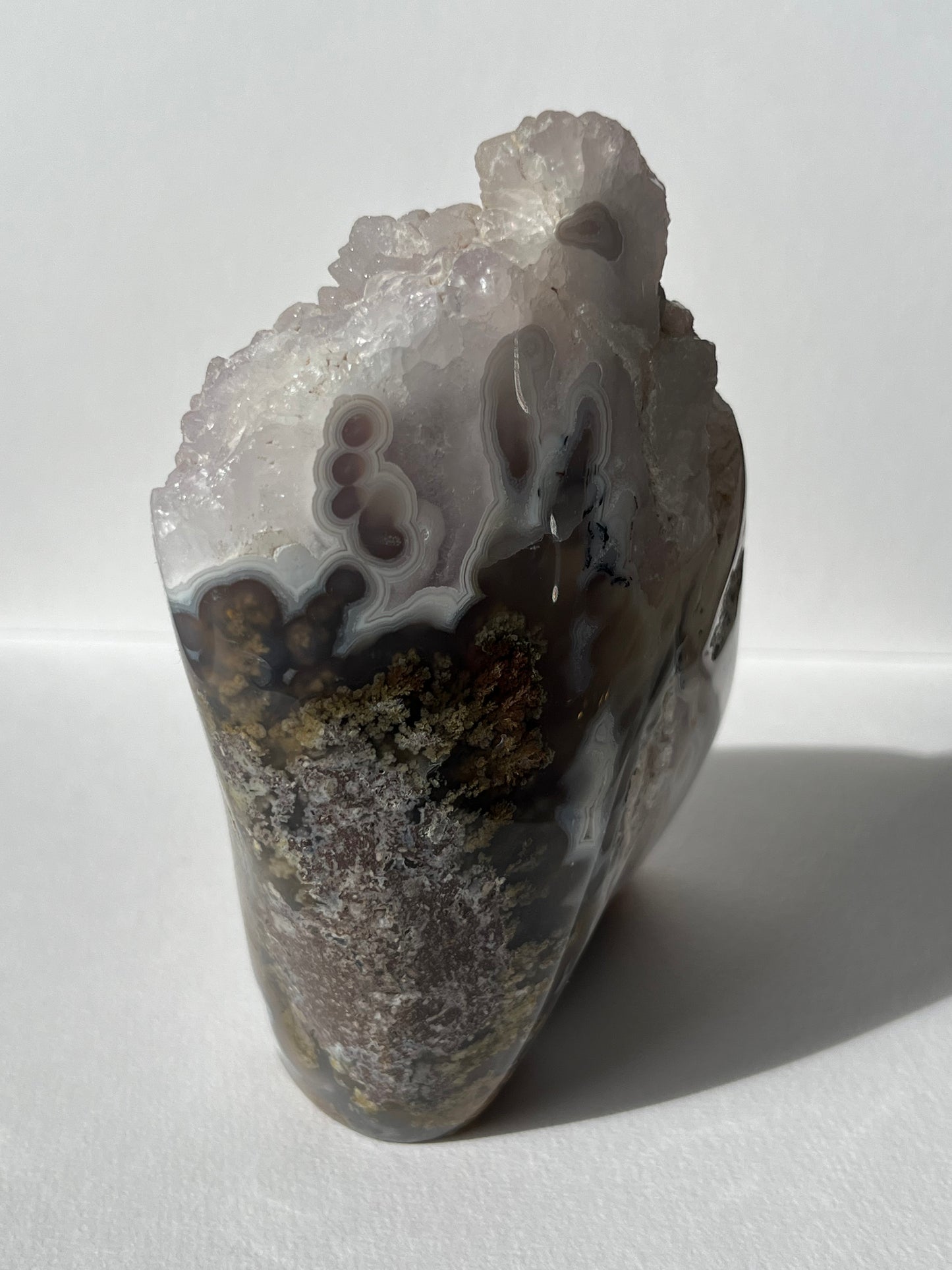 Sugar Druzy Orbicular Nebula Agate Freeform with Dendritic Inclusions A