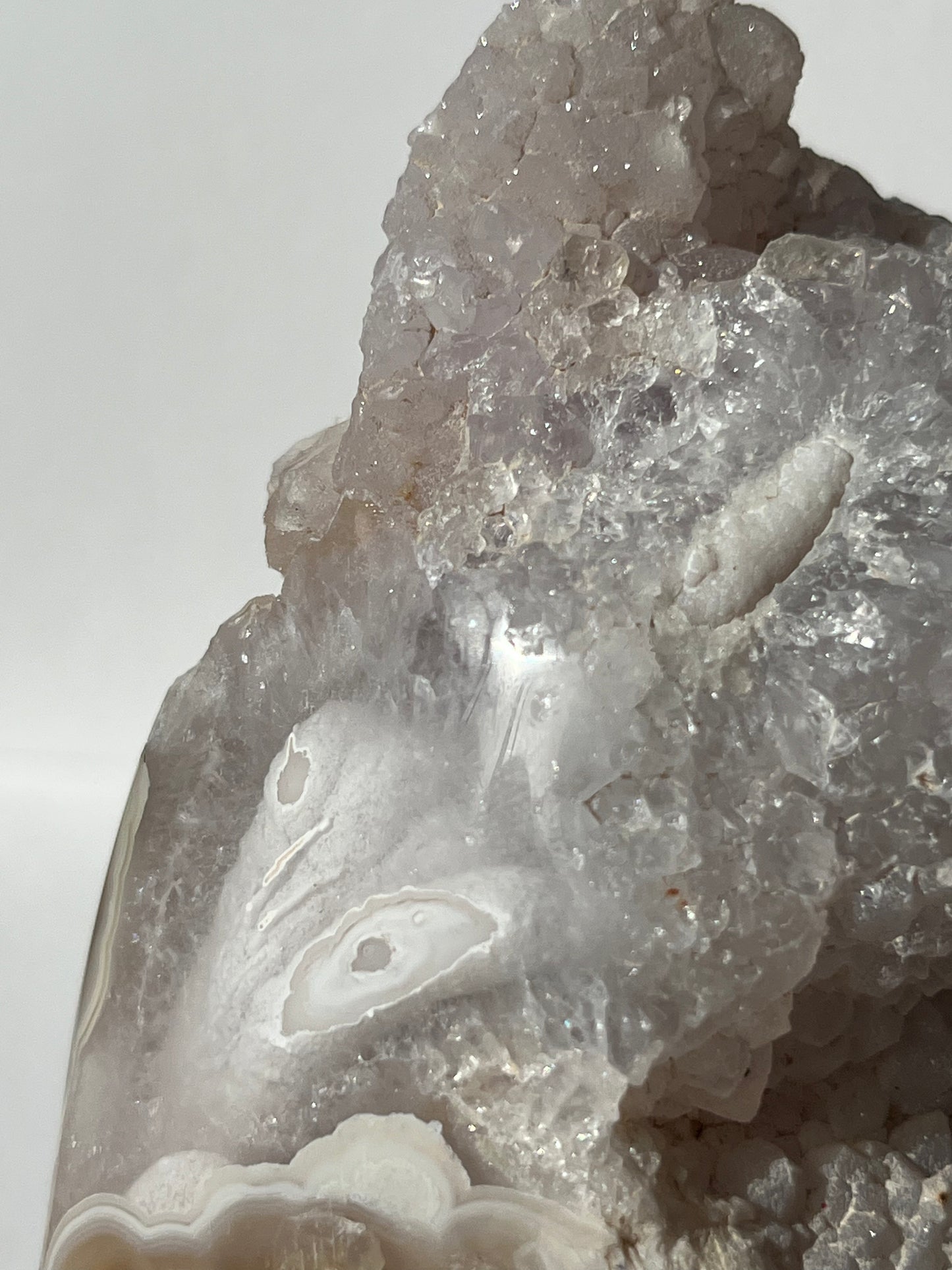 Sugar Druzy Orbicular Nebula Agate Freeform with Dendritic Inclusions A