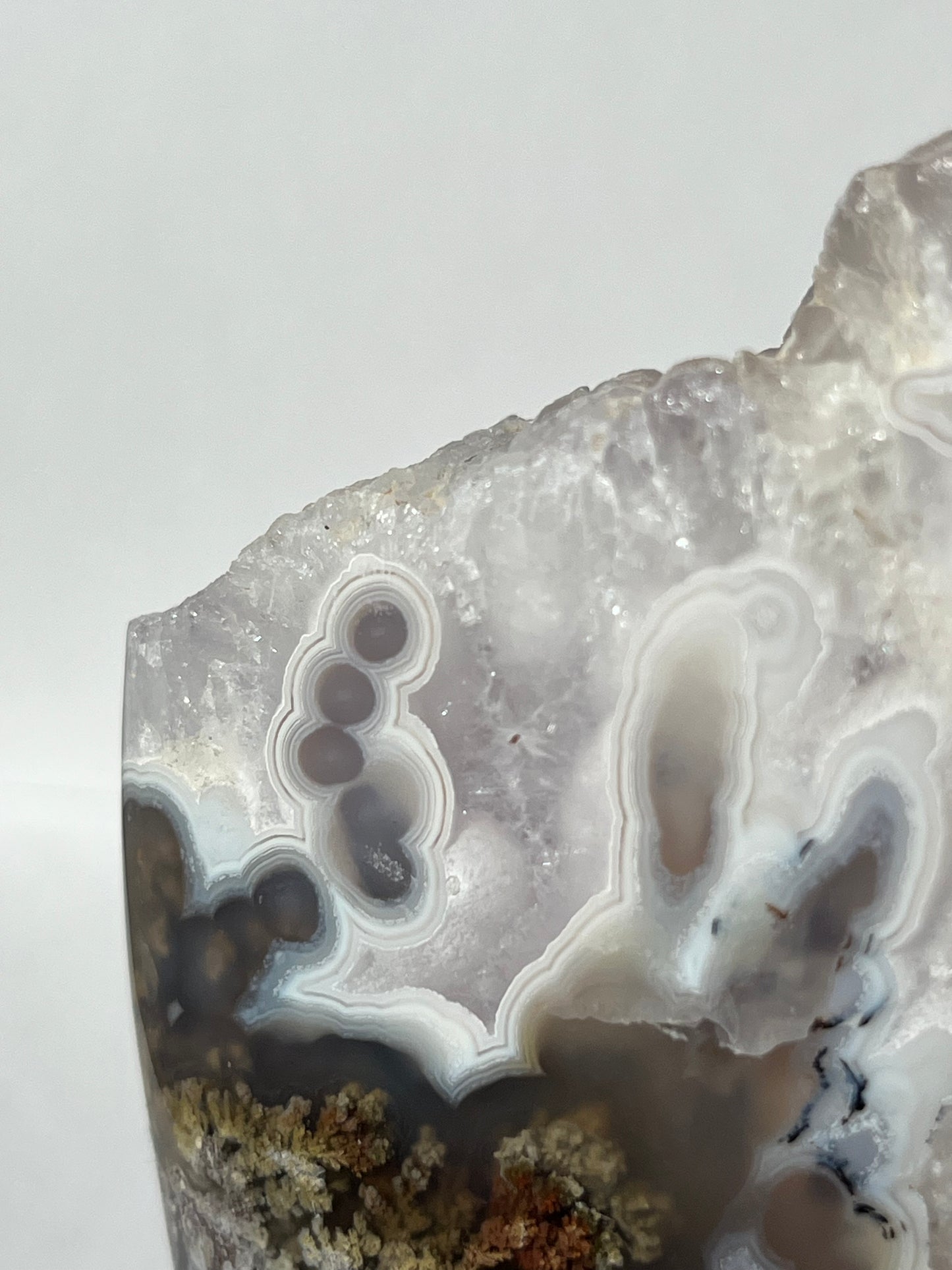 Sugar Druzy Orbicular Nebula Agate Freeform with Dendritic Inclusions A