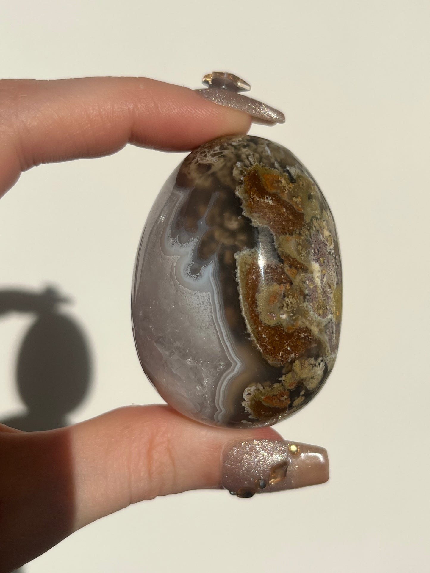 Orbicular Nebula Agate with Scenic Moss and Dendritic Inclusions Egg