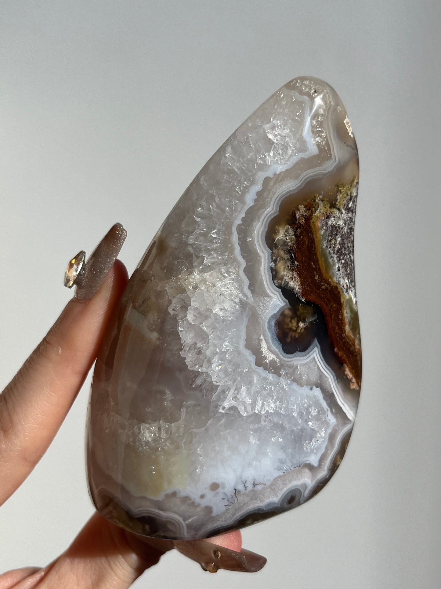 ‘Opaline’ Nebula Agate with Scenic Moss and Dendritic Inclusions Freeform