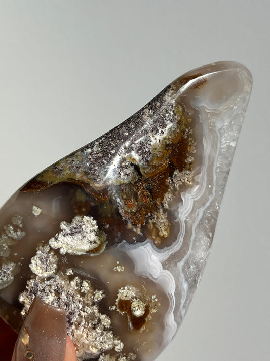 ‘Opaline’ Nebula Agate with Scenic Moss and Dendritic Inclusions Freeform
