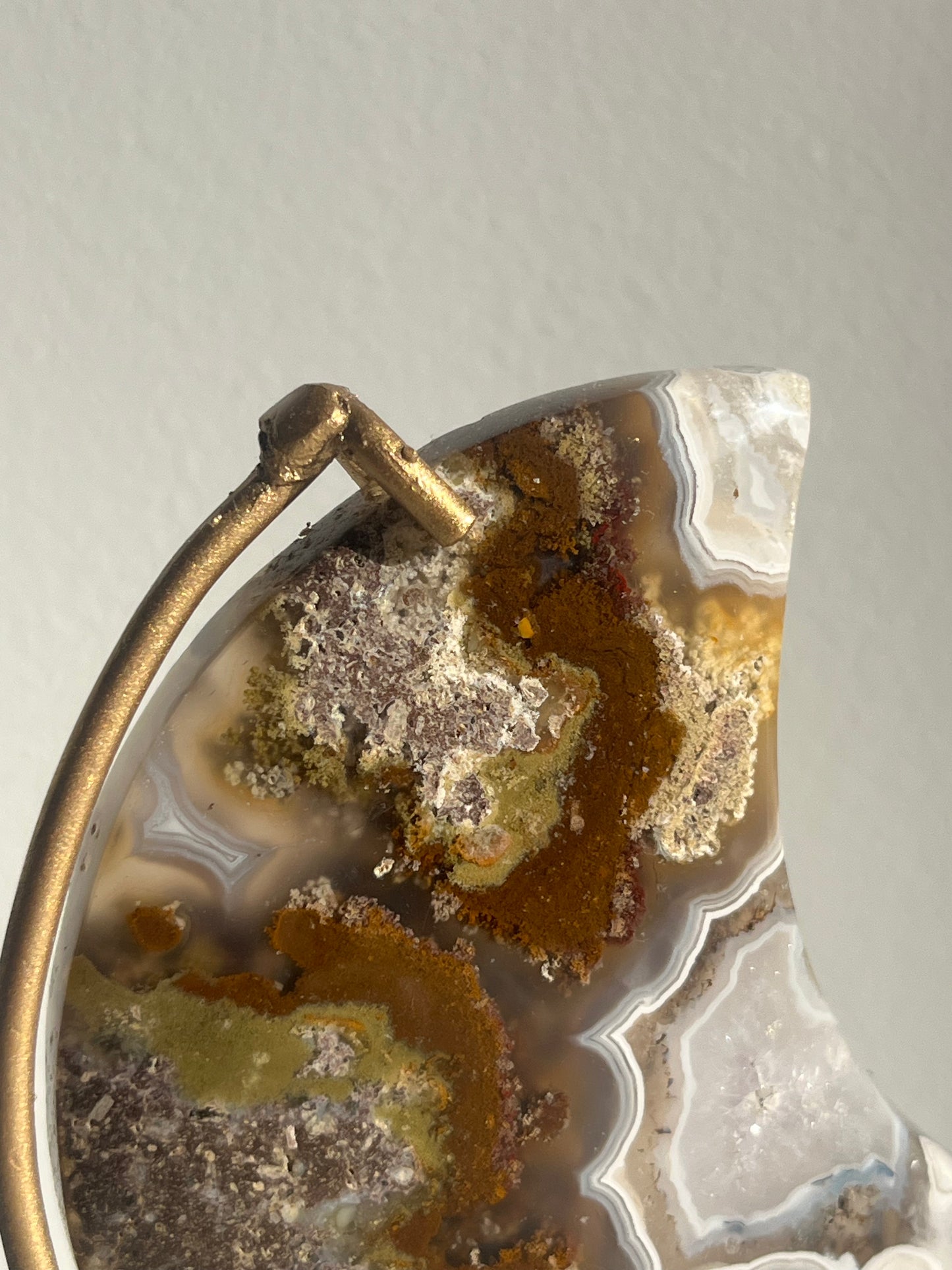 Nebula Agate with Scenic Moss with Dendritic Inclusions Moon Carving on Stand B
