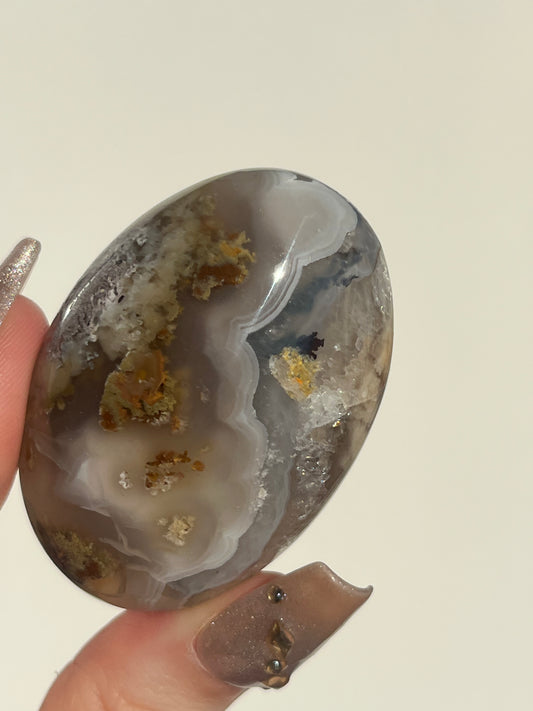 Nebula Agate with Scenic Moss and Dendritic Inclusions Palmstone