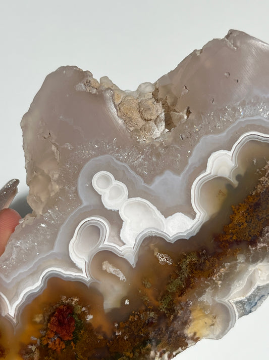 Orbicular Nebula Agate with Scenic Moss Slab B