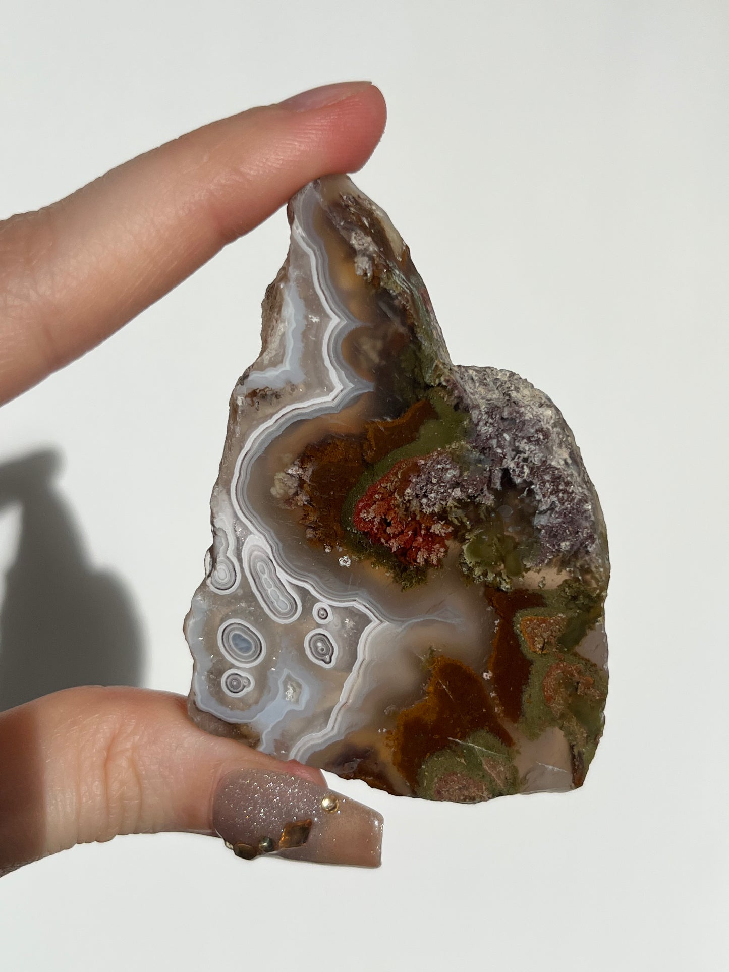 Orbicular Nebula Agate with Scenic Moss and Dendritic Inclusions Slab C