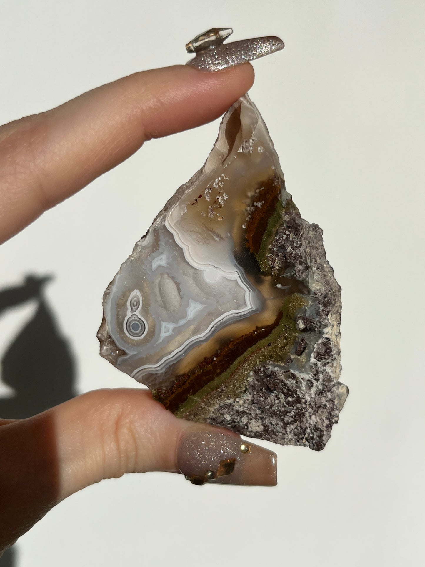 Orbicular Nebula Agate with Scenic Moss and Dendritic Inclusions Slab K