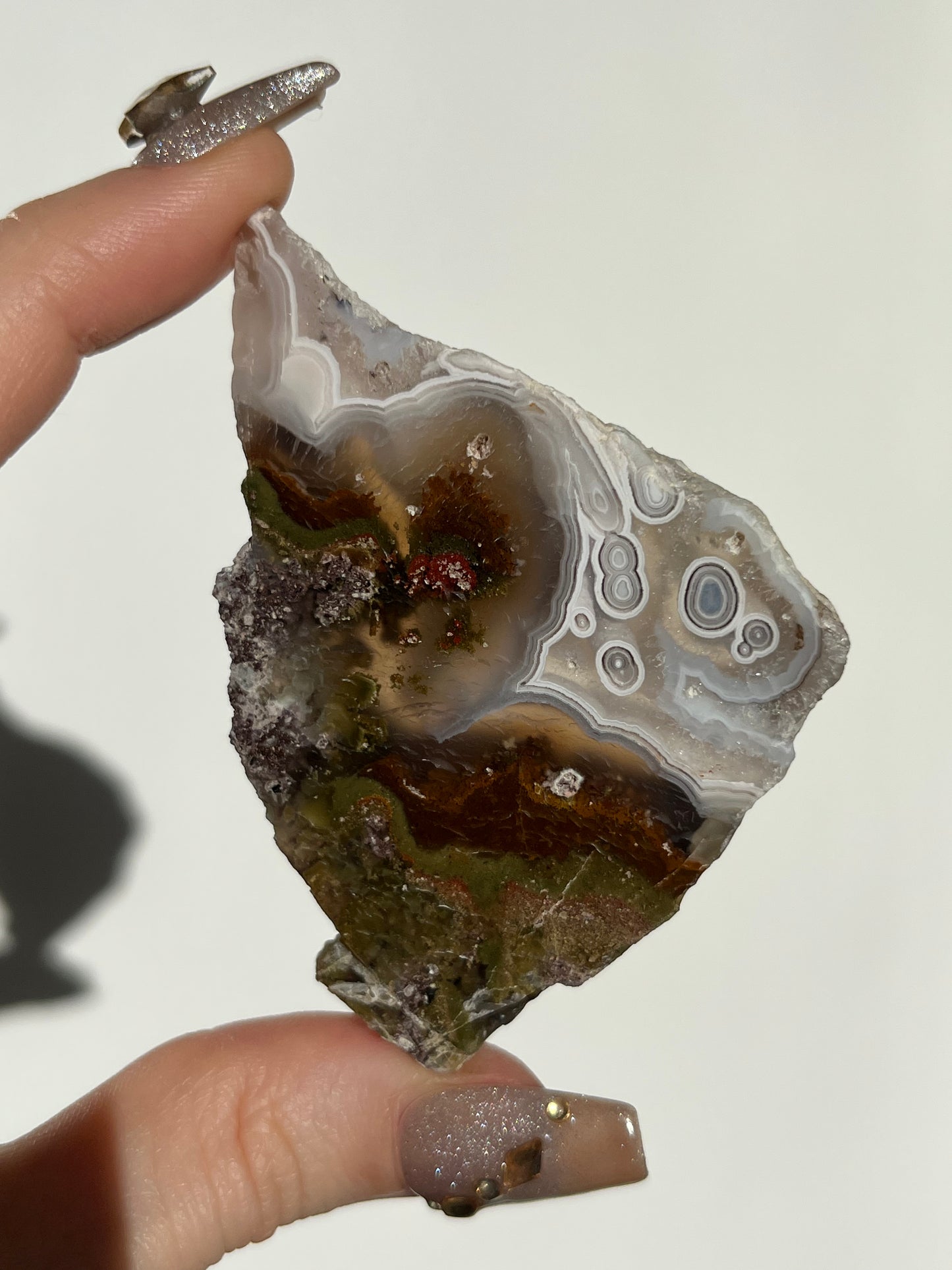 Orbicular Nebula Agate with Scenic Moss and Dendritic Inclusions Slab K