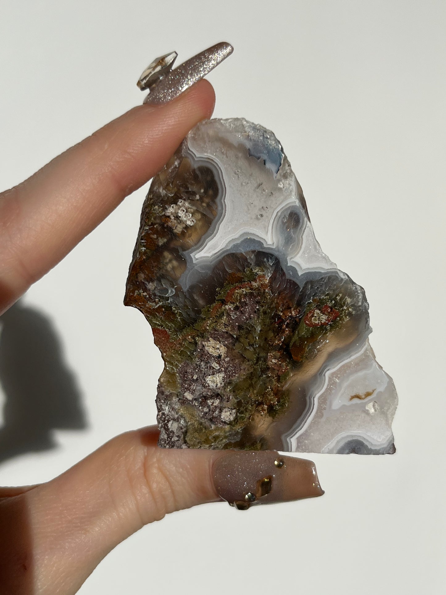 Nebula Agate with Scenic Moss and Dendritic Inclusions Slab M