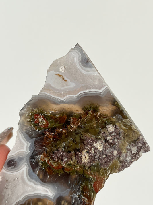 Nebula Agate with Scenic Moss and Dendritic Inclusions Slab M