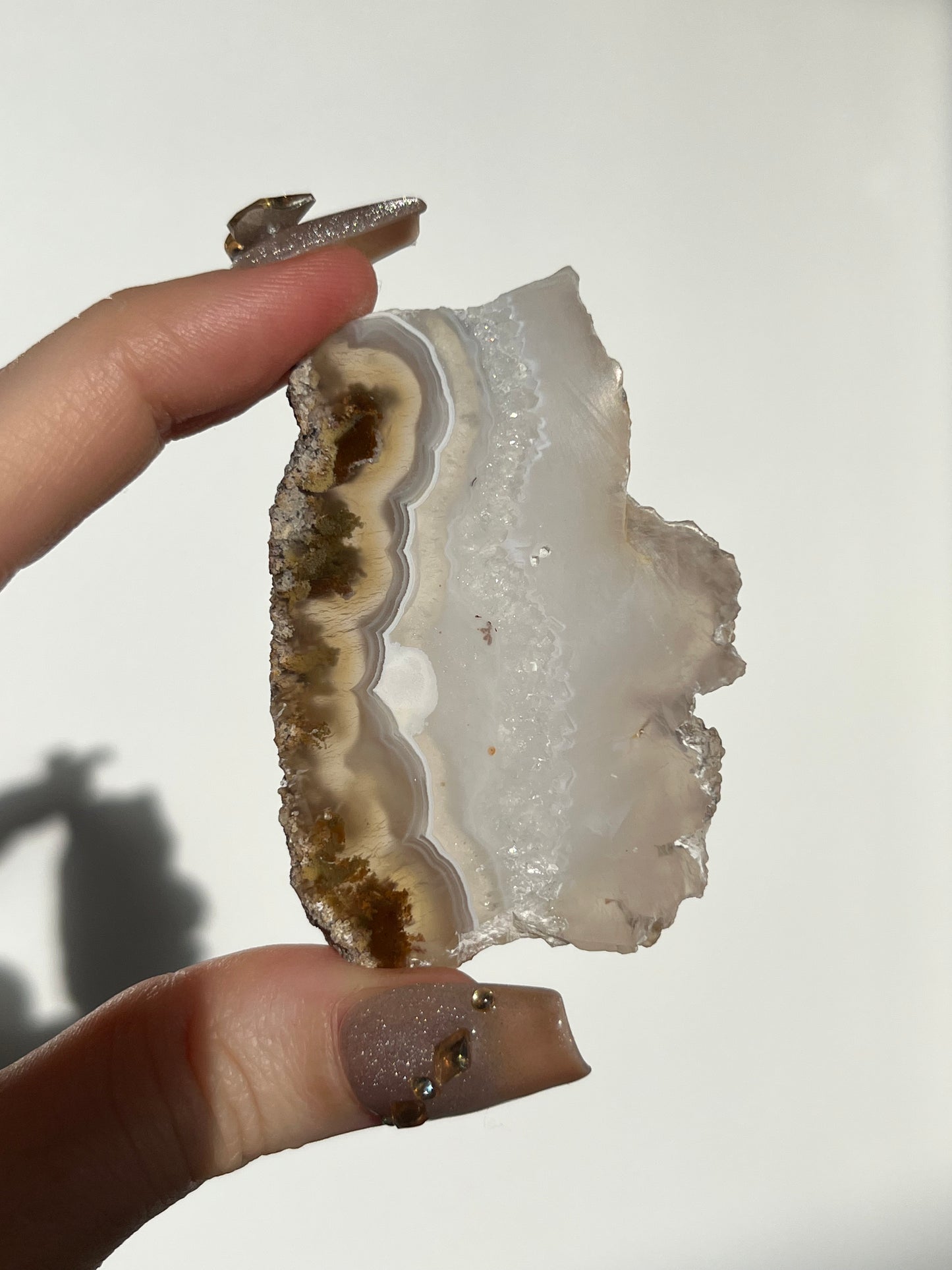 Nebula Agate with  Scenic Moss and Dendritic Inclusions Slab V