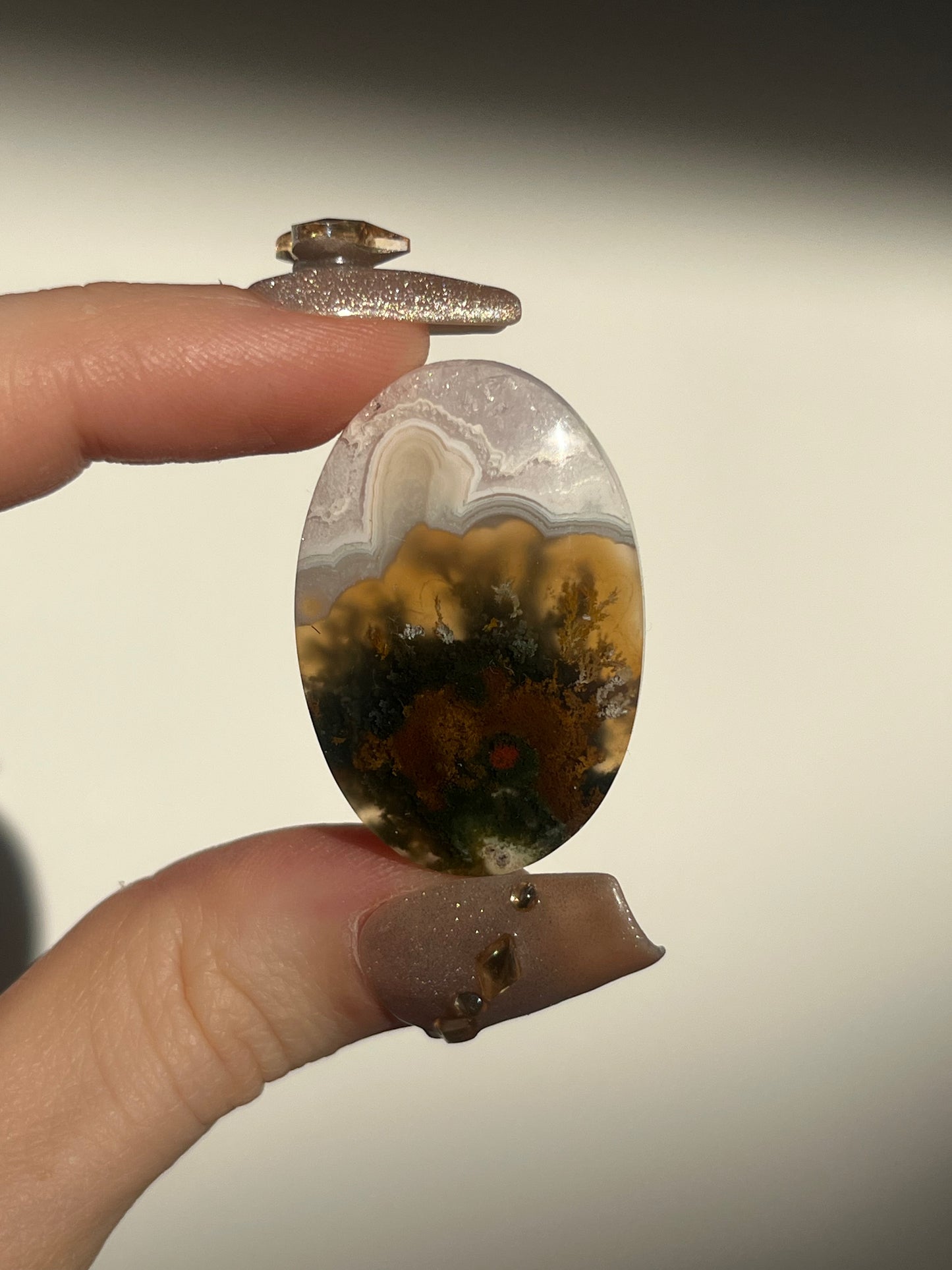 Nebula Agate with Scenic Moss Oval Cabochon (You Choose)