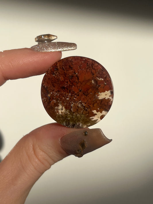 Nebula Agate with Scenic Moss Circle Cabochon (You Choose)