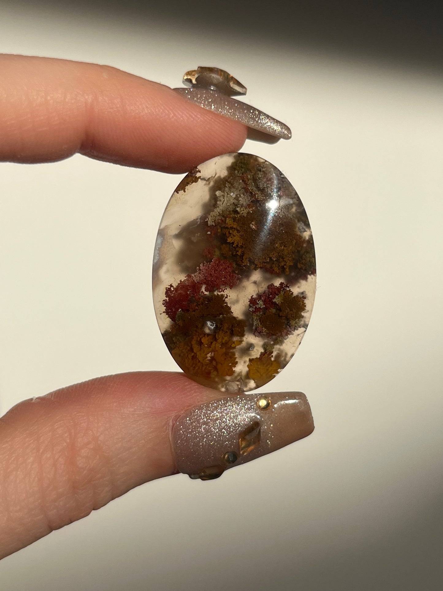 Nebula Agate with Scenic Moss Oval Cabochon (You Choose)