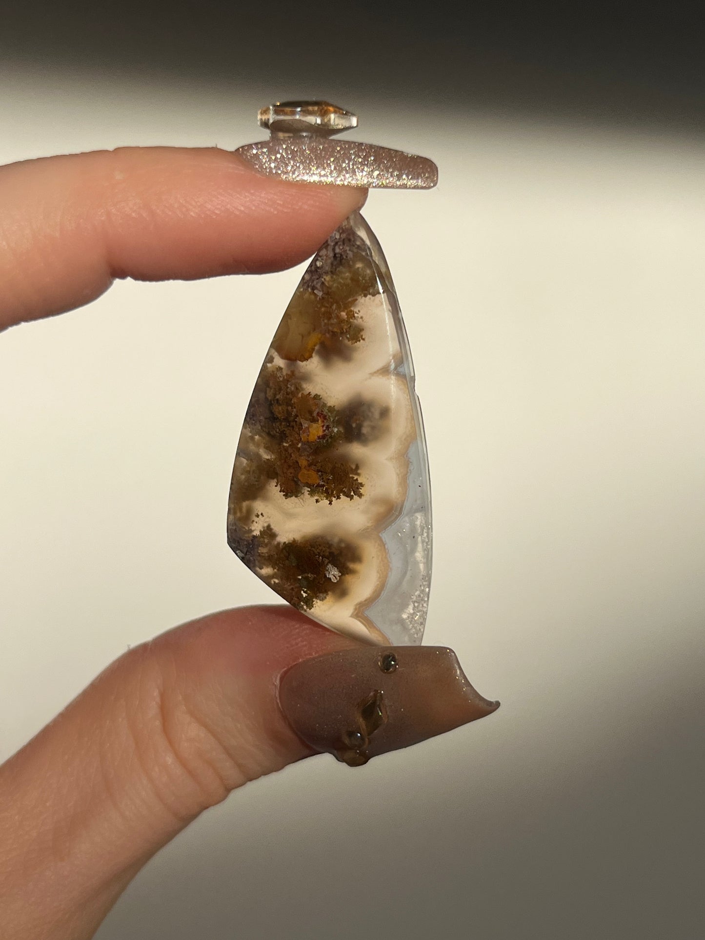 Nebula Agate with Scenic Moss Freeform Cabochon (You Choose)