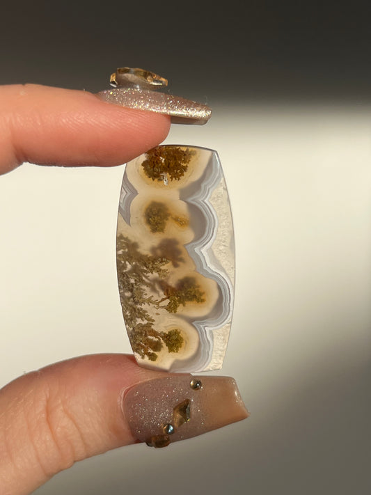 Nebula Agate with Scenic Moss Rectangular Cabochon (You Choose)