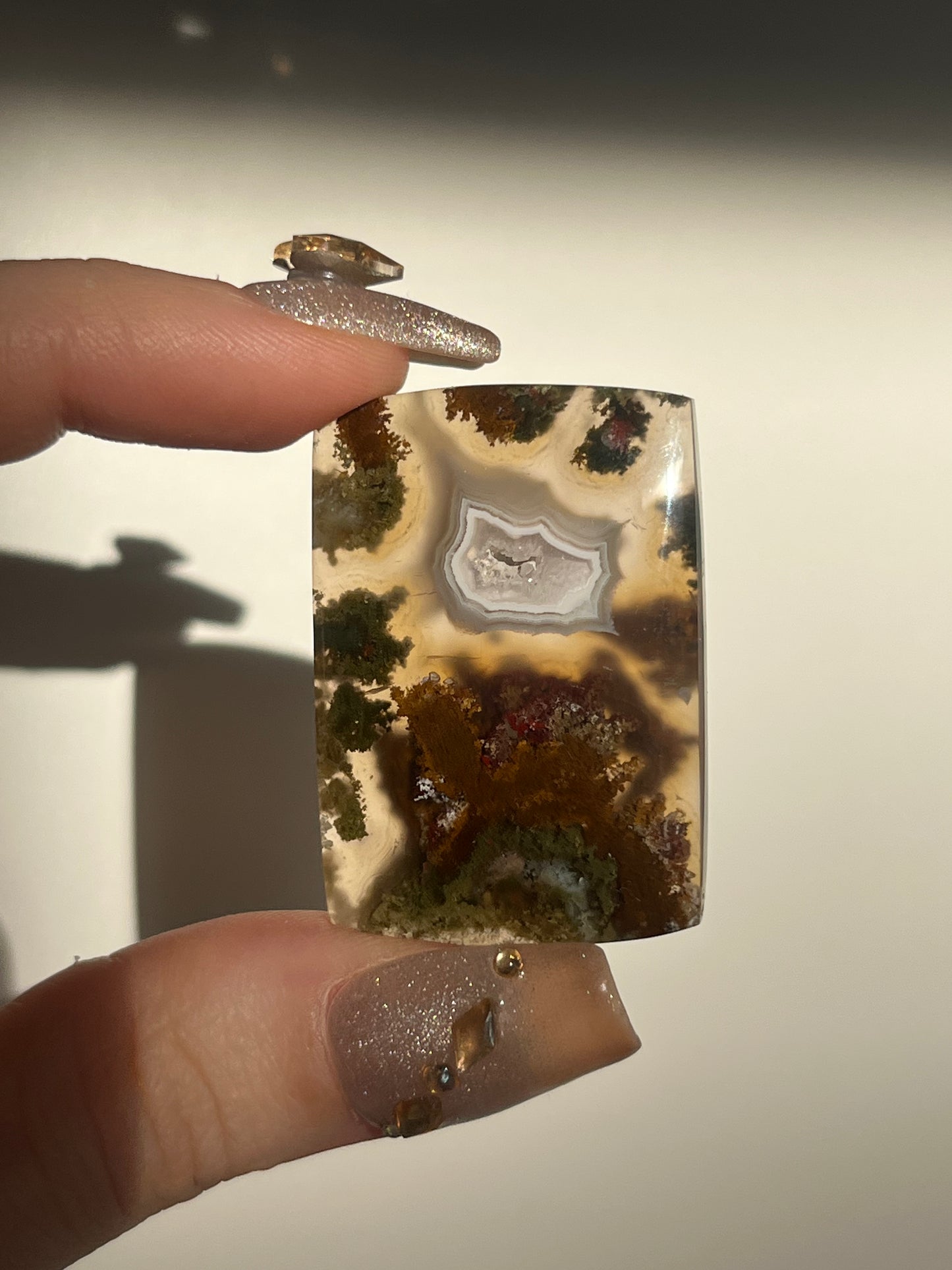 Nebula Agate with Scenic Moss Rectangular Cabochon (You Choose)