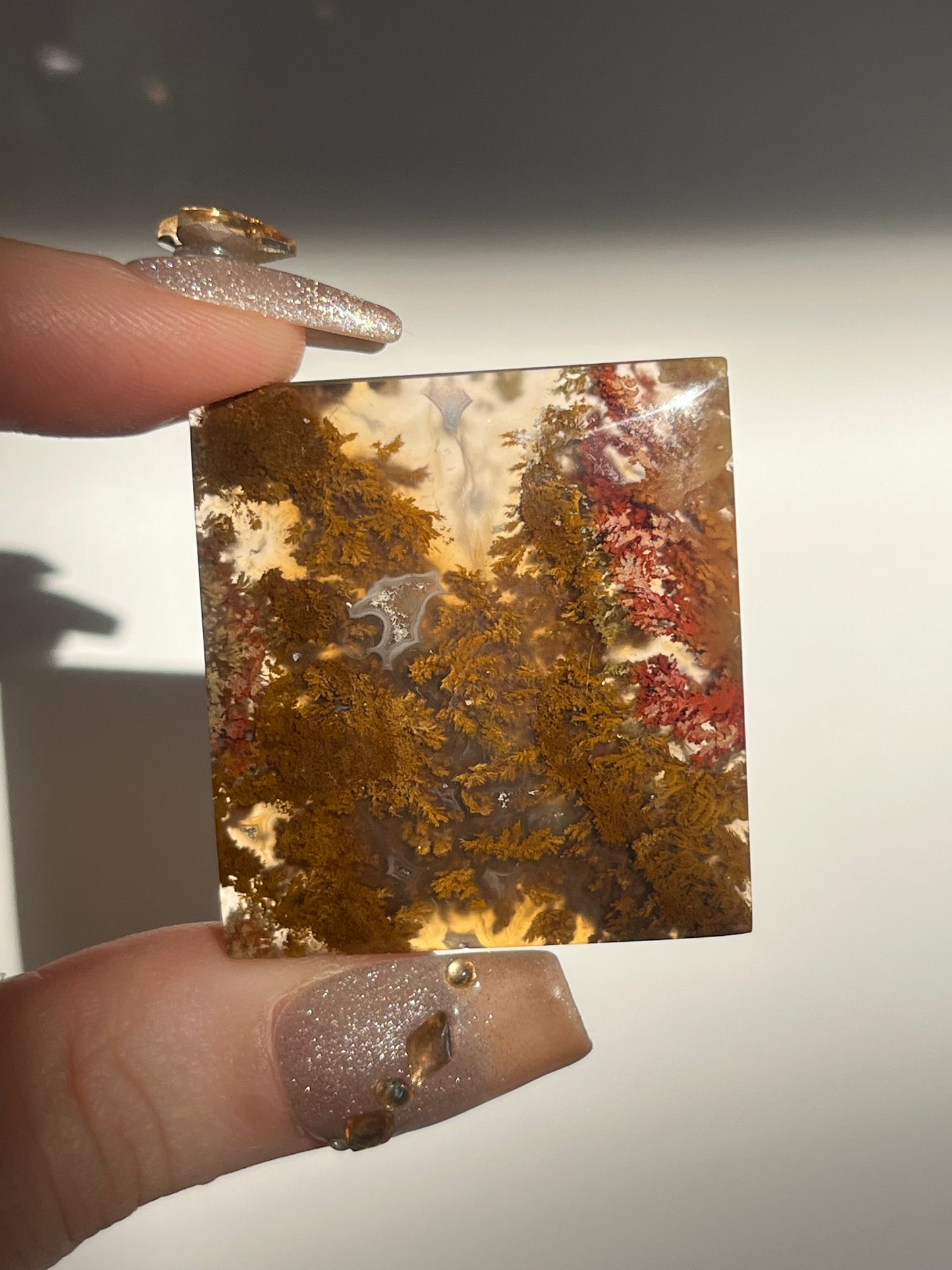 Nebula Agate with Scenic Moss Rectangular Cabochon (You Choose)