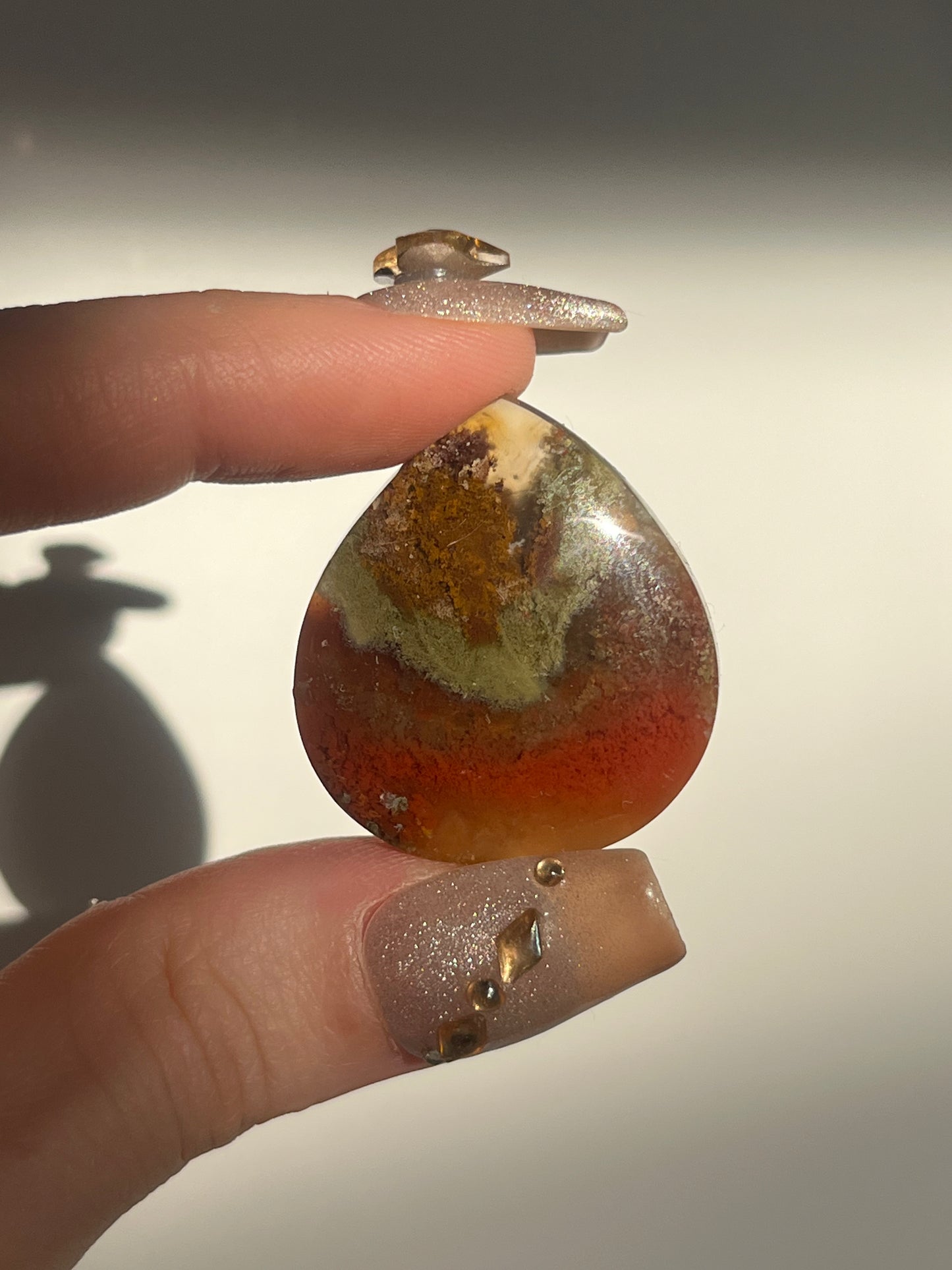 Nebula Agate with Scenic Moss Teardrop Cabochon (You Choose)