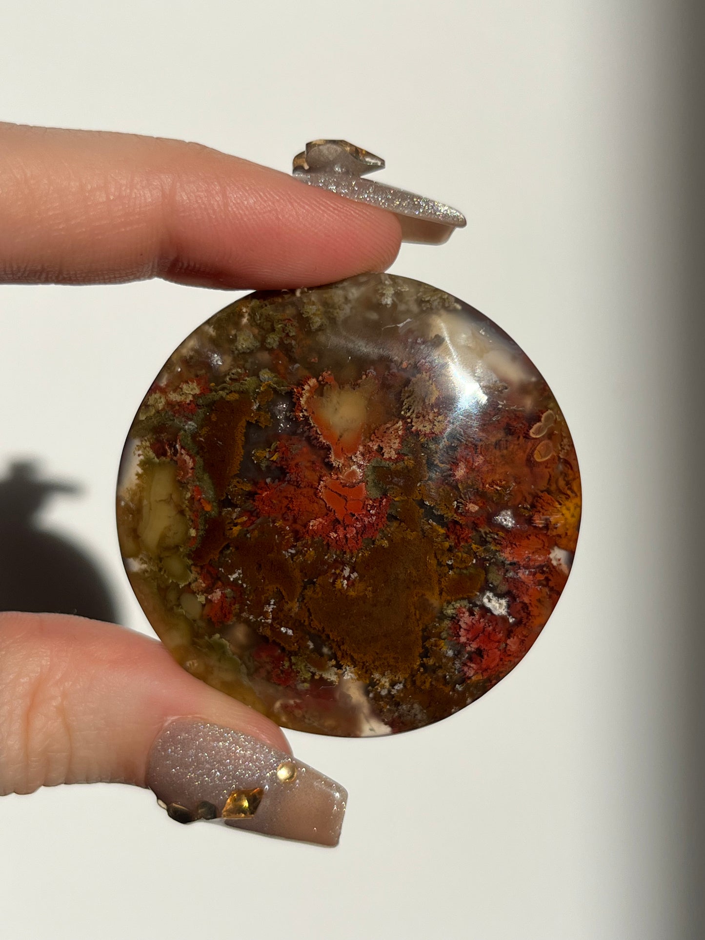 Nebula Agate and Multicoloured Scenic Moss Medallion B