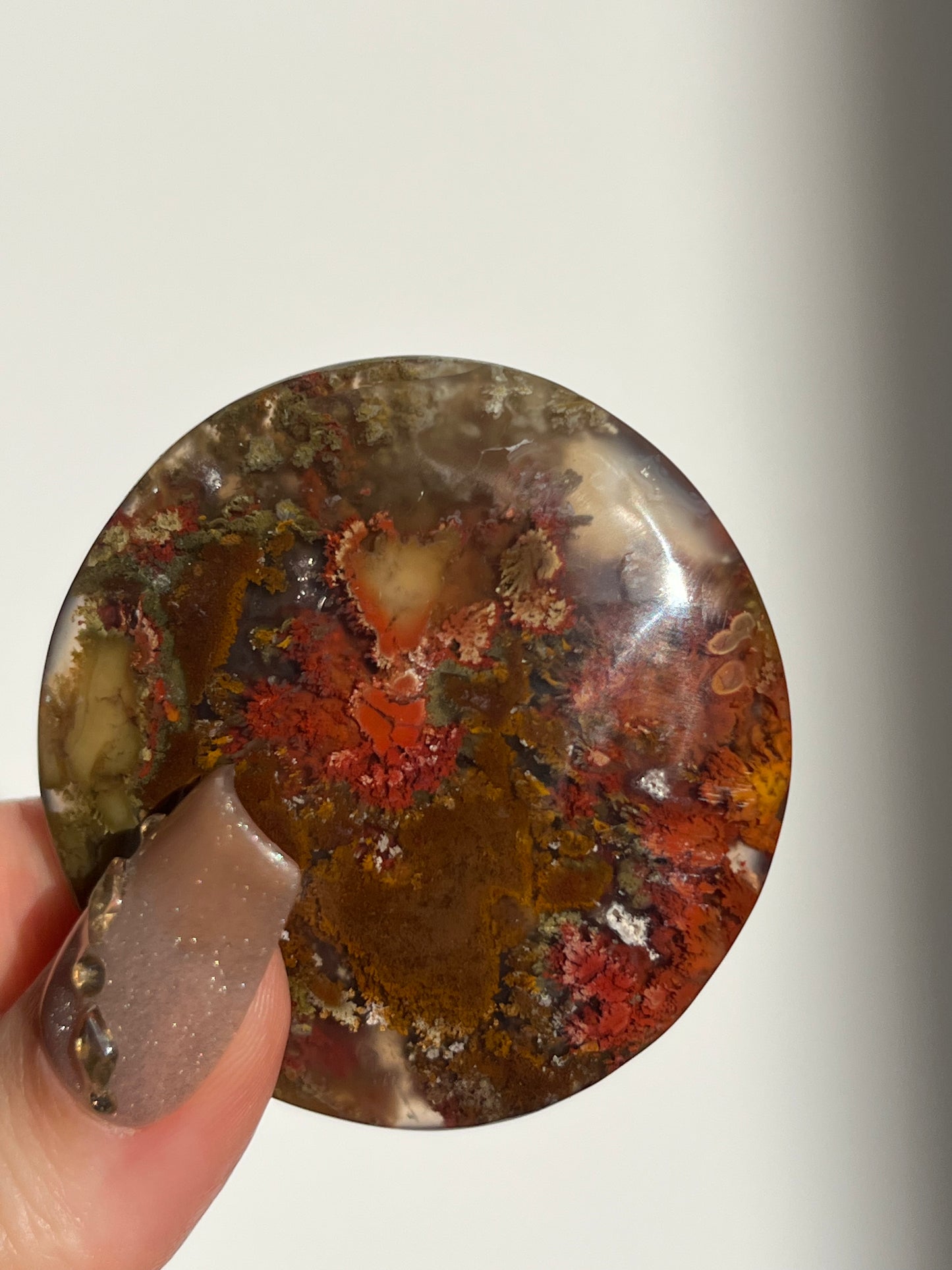 Nebula Agate and Multicoloured Scenic Moss Medallion B