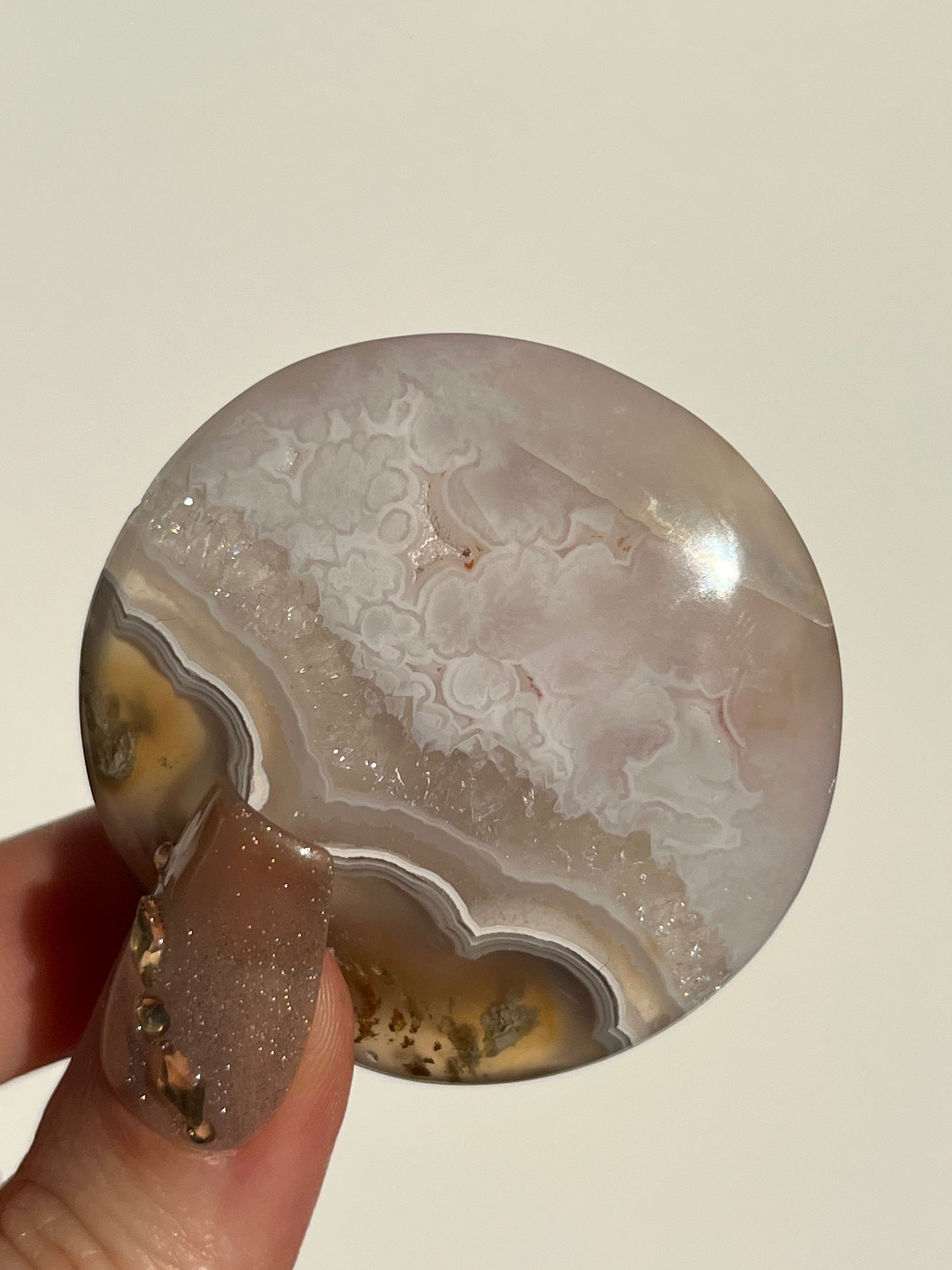 Nebula Agate and Scenic Moss Medallion Carving M