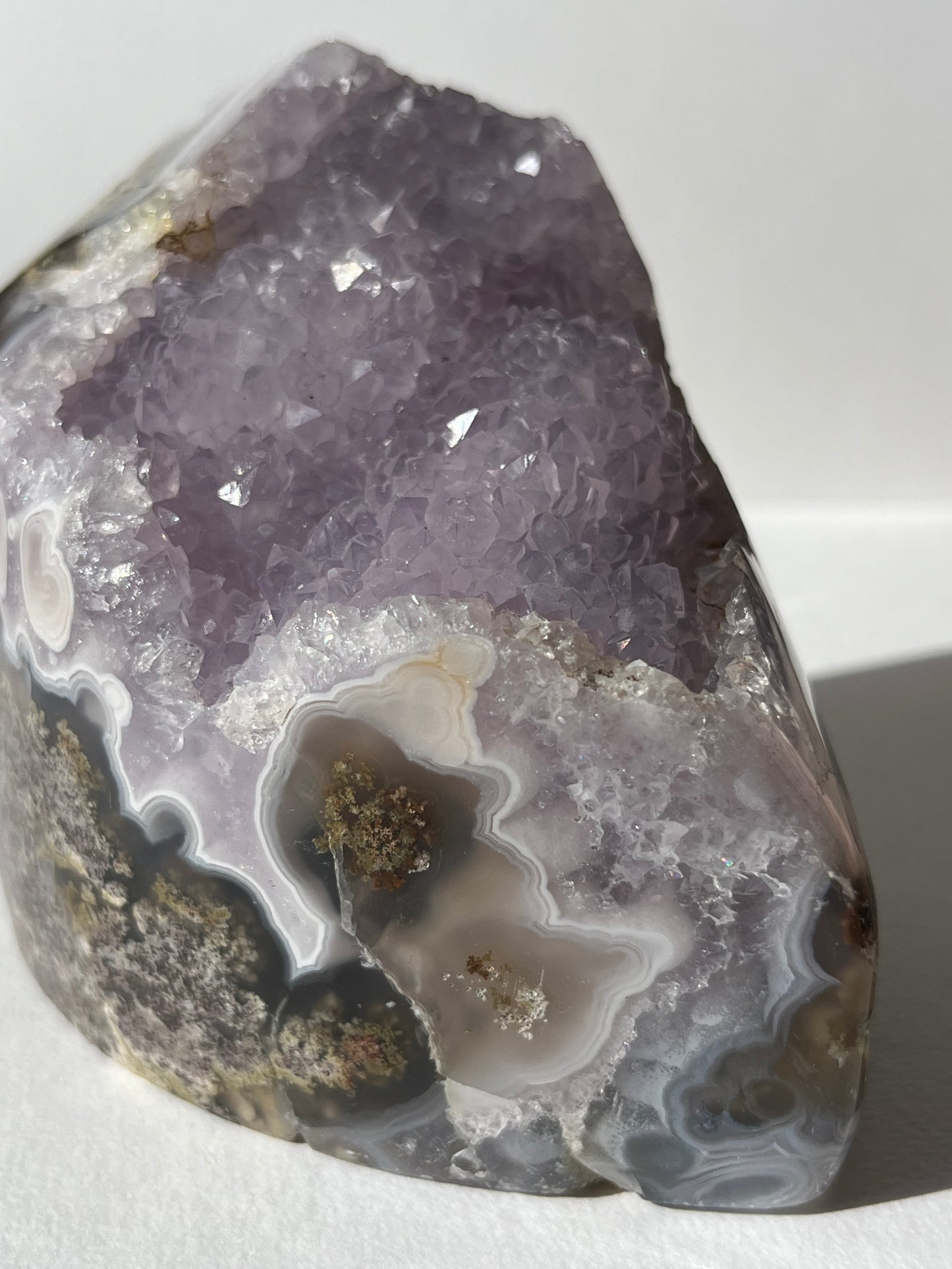 Nebula Agate with Amethyst and Scenic Moss Freeform A