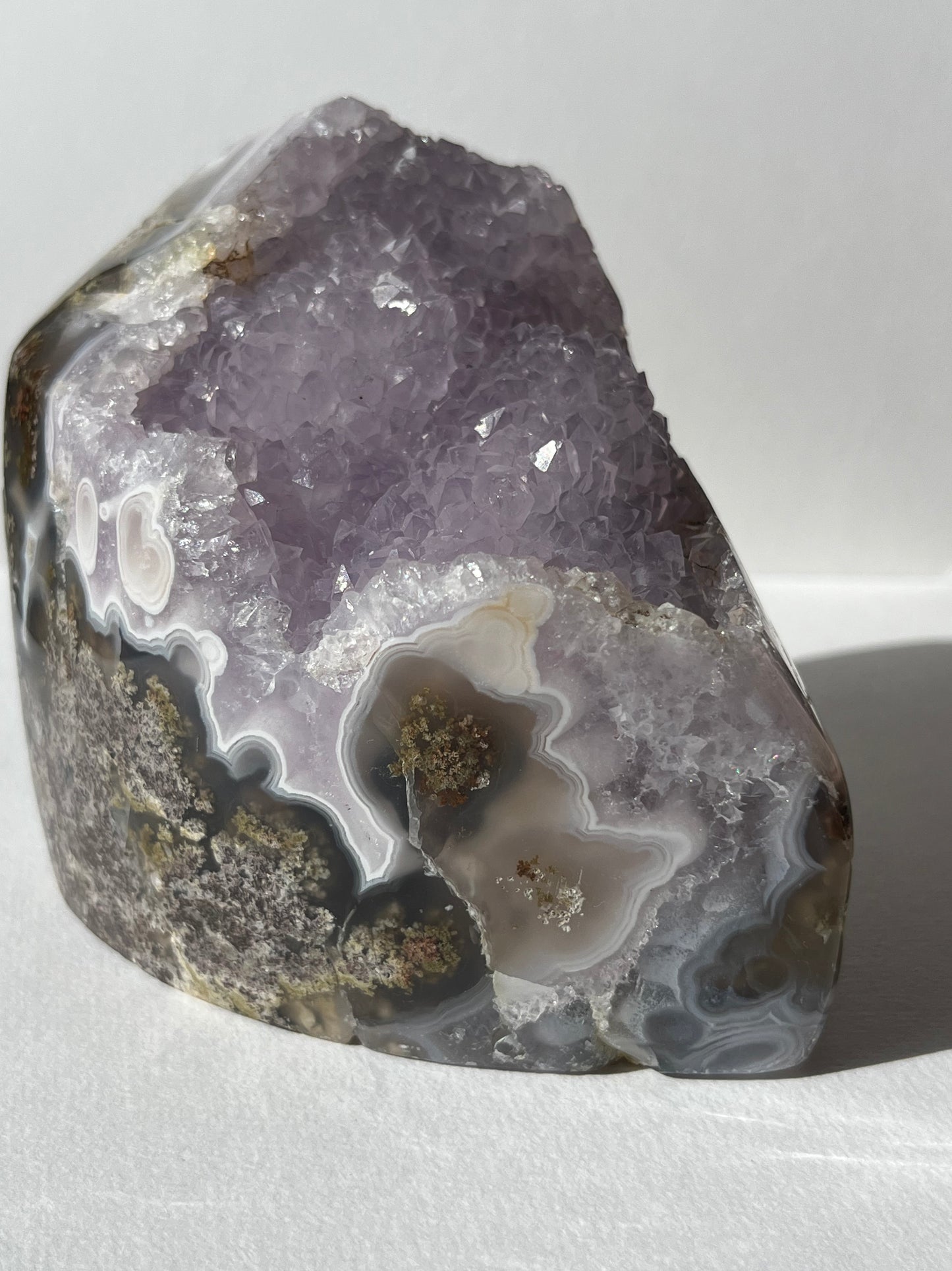 Nebula Agate with Amethyst and Scenic Moss Freeform A