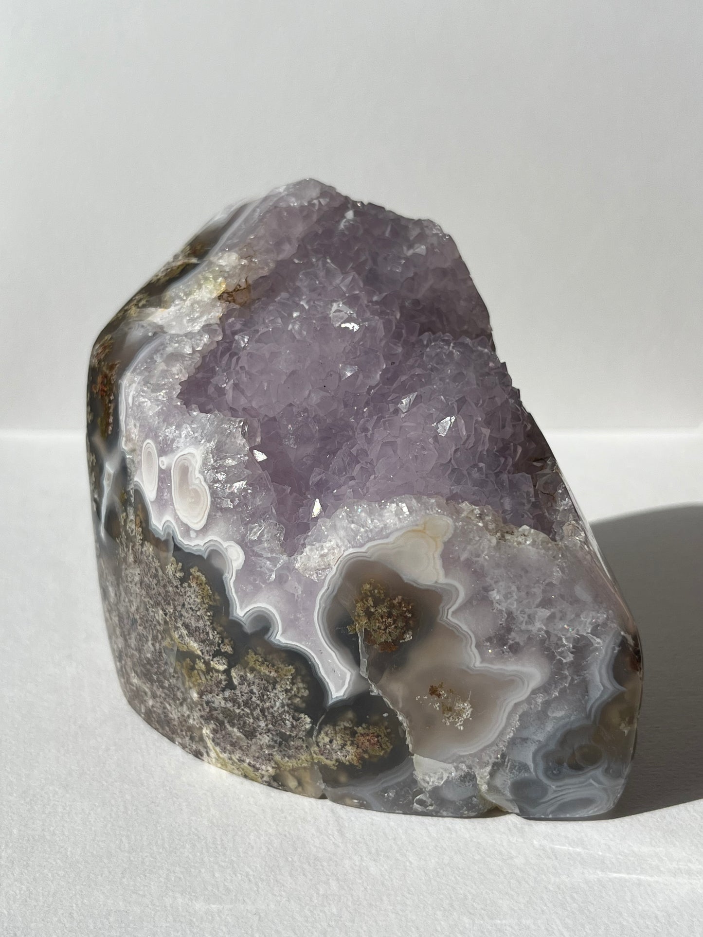 Nebula Agate with Amethyst and Scenic Moss Freeform A