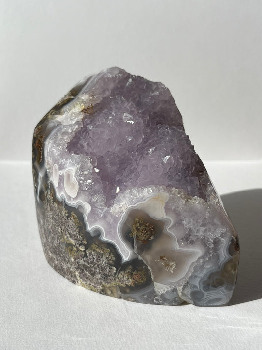 Nebula Agate with Amethyst and Scenic Moss Freeform A