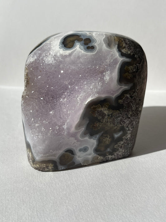 Nebula Agate with Amethyst and Scenic Moss Freeform B
