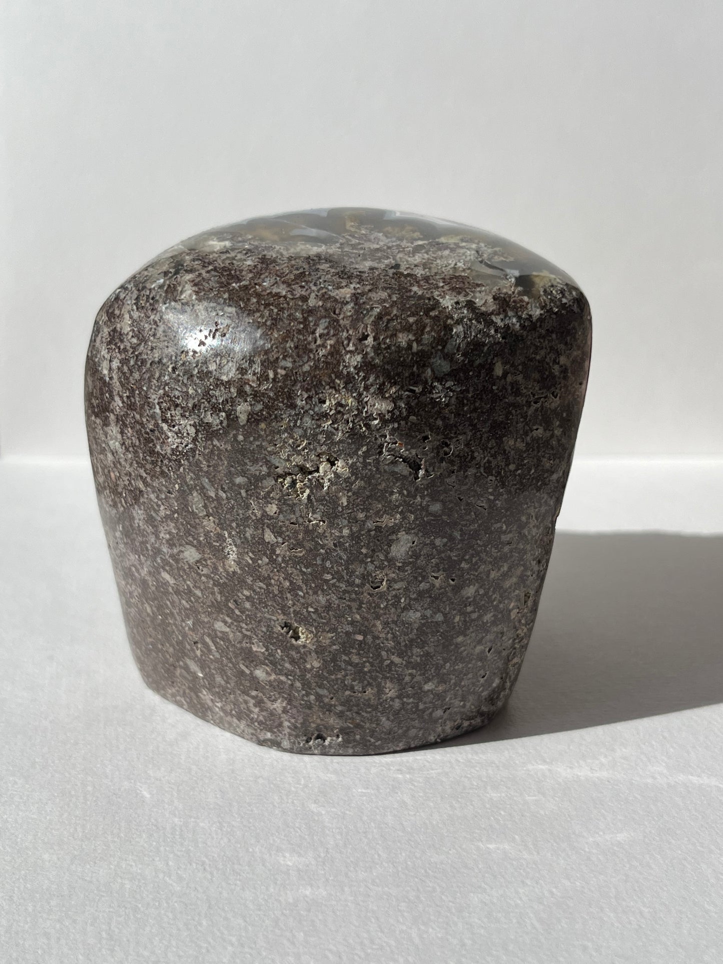 “The Garden Cove” Nebula Agate with Amethyst and Scenic Moss Freeform B