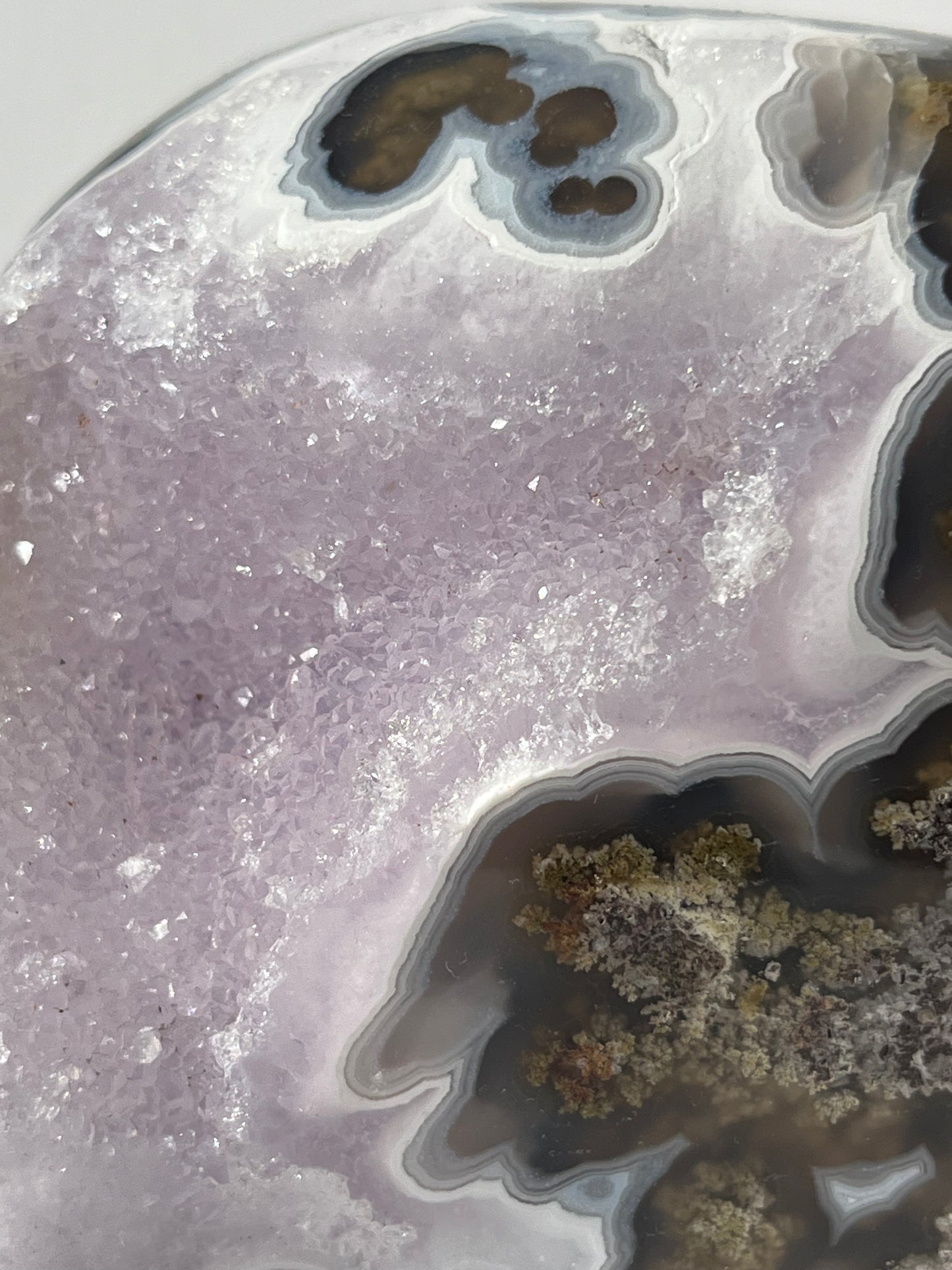 “The Garden Cove” Nebula Agate with Amethyst and Scenic Moss Freeform B