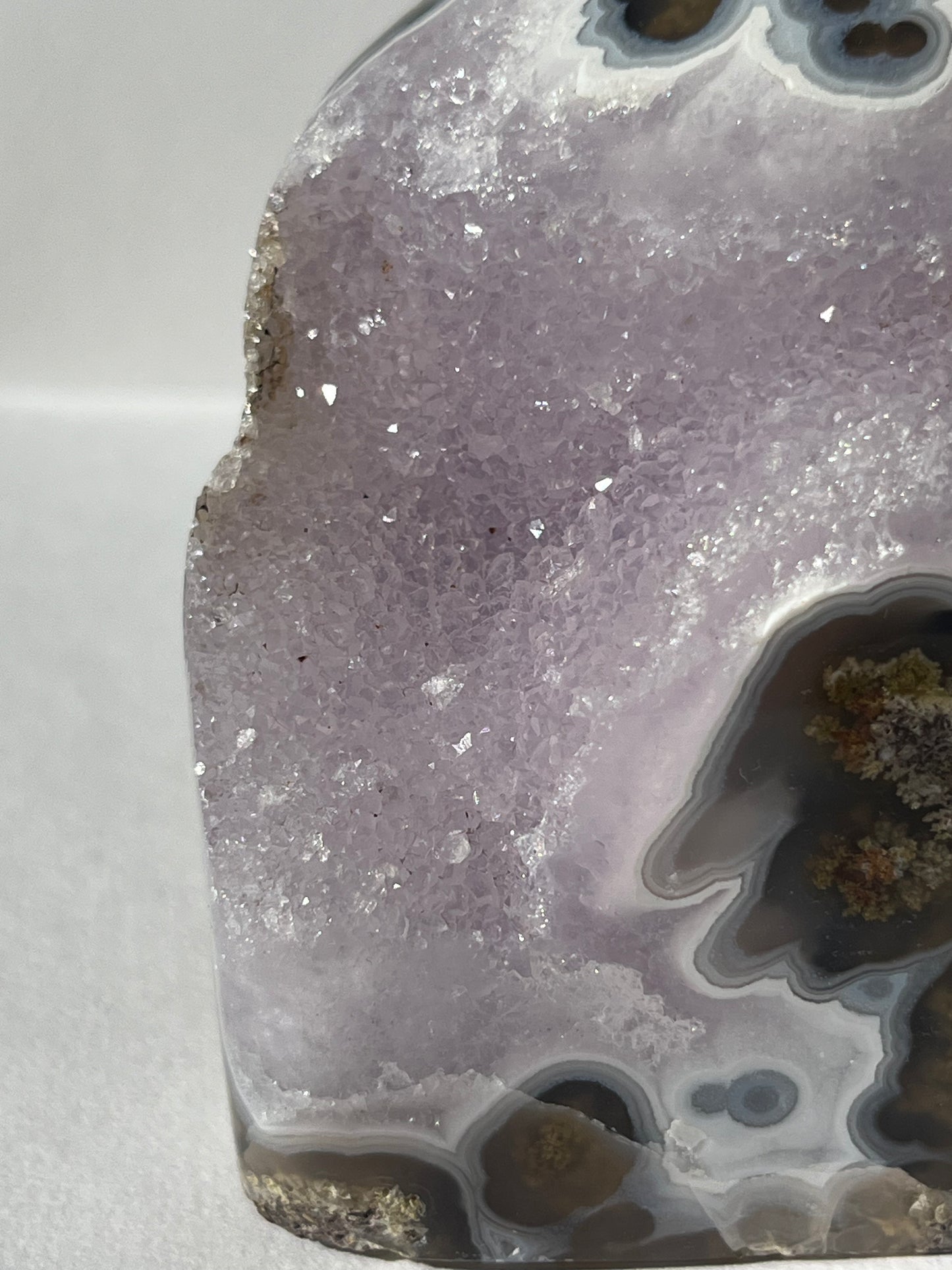 “The Garden Cove” Nebula Agate with Amethyst and Scenic Moss Freeform B