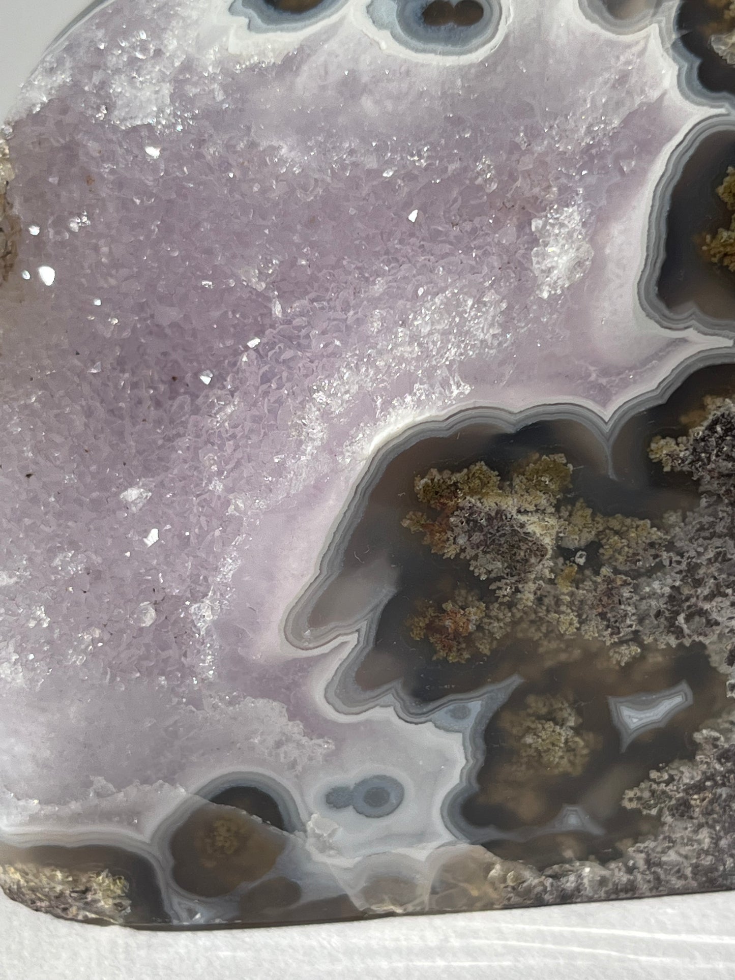 “The Garden Cove” Nebula Agate with Amethyst and Scenic Moss Freeform B