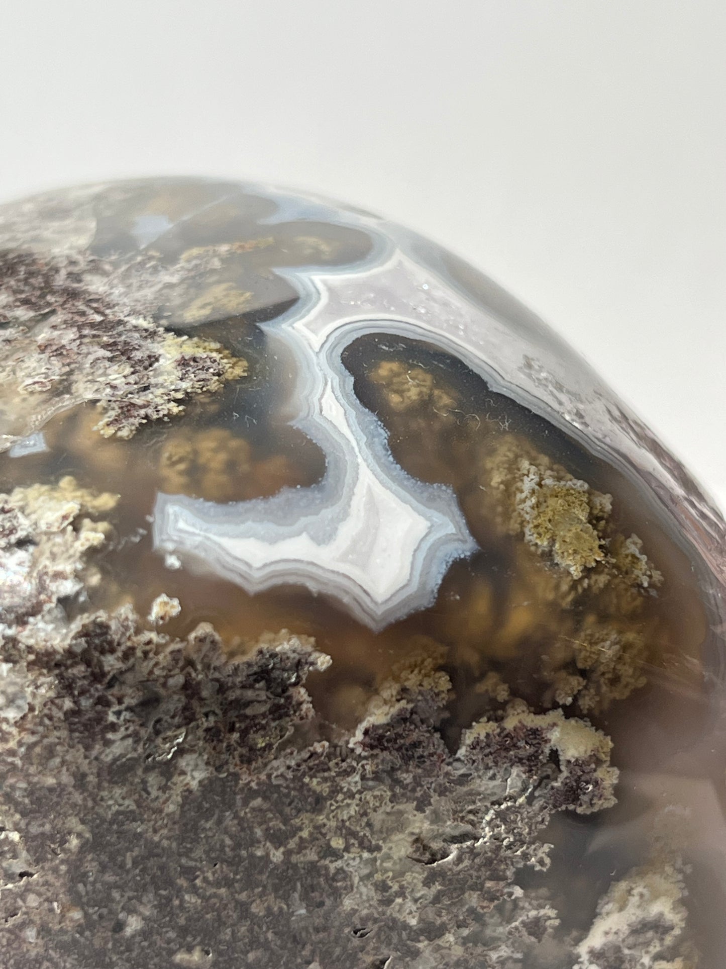 “The Garden Cove” Nebula Agate with Amethyst and Scenic Moss Freeform B