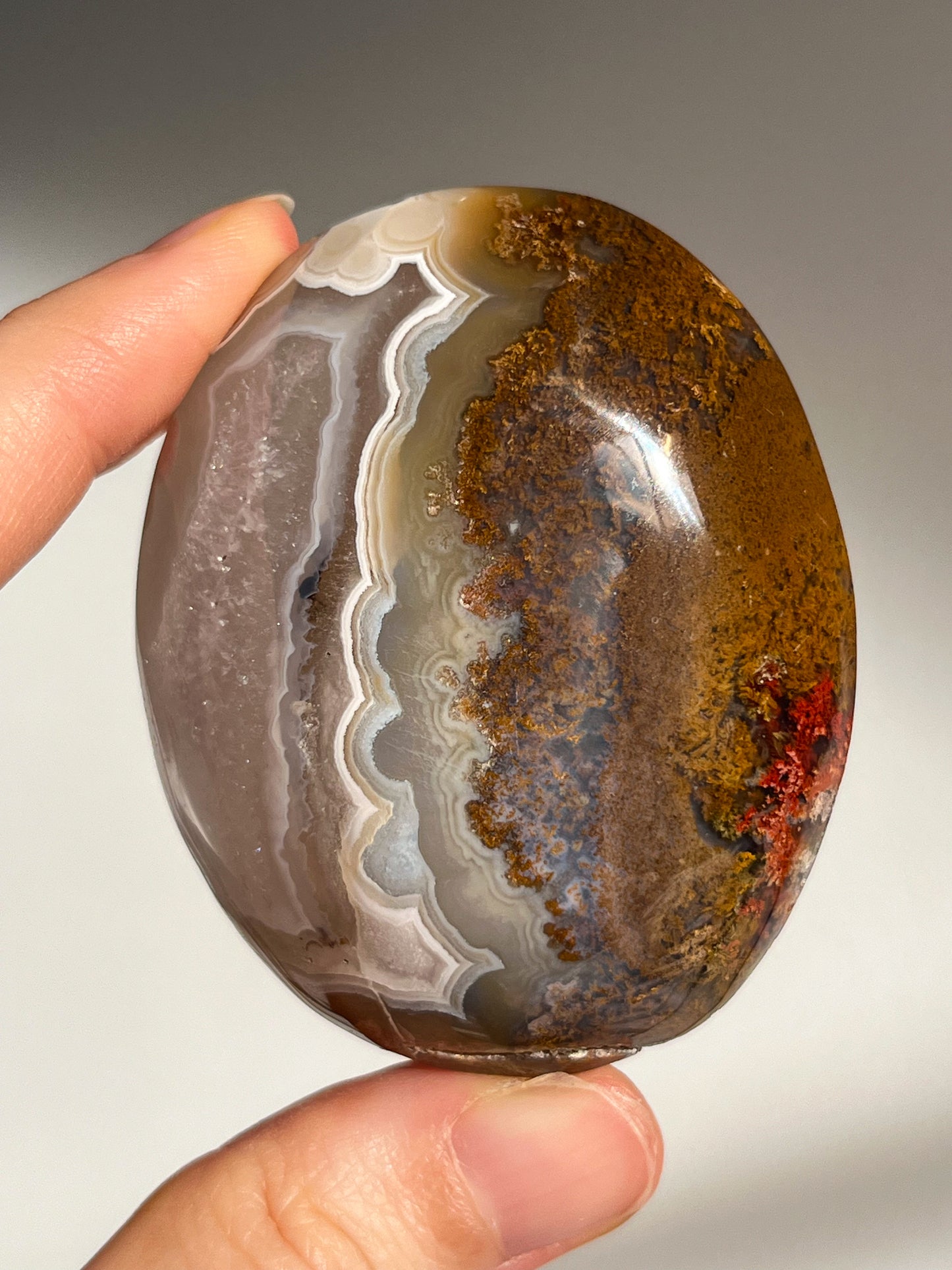 Nebula Agate w/Scenic Moss Palmstone #2 (Perfectly Imperfect)